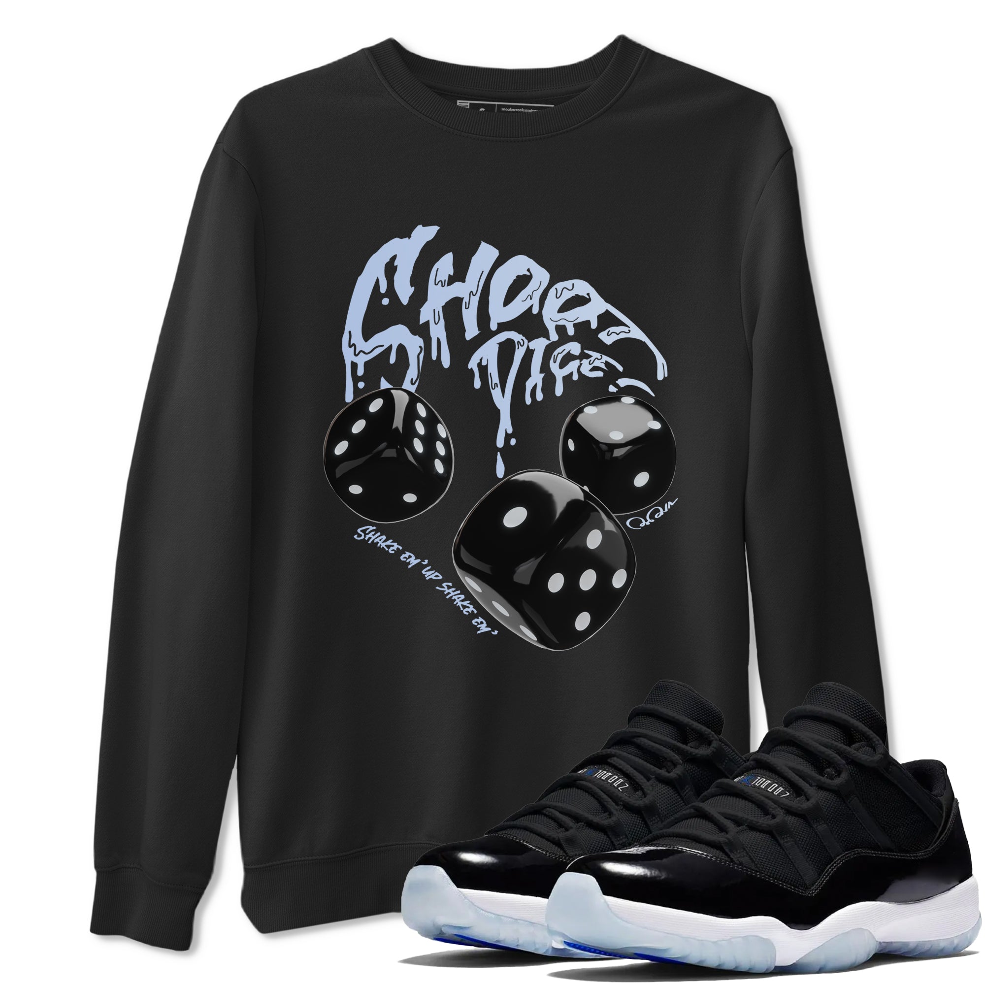 Shoot Dice snkmatch Tee - Air Jordan 11 Black and Varsity Royal
