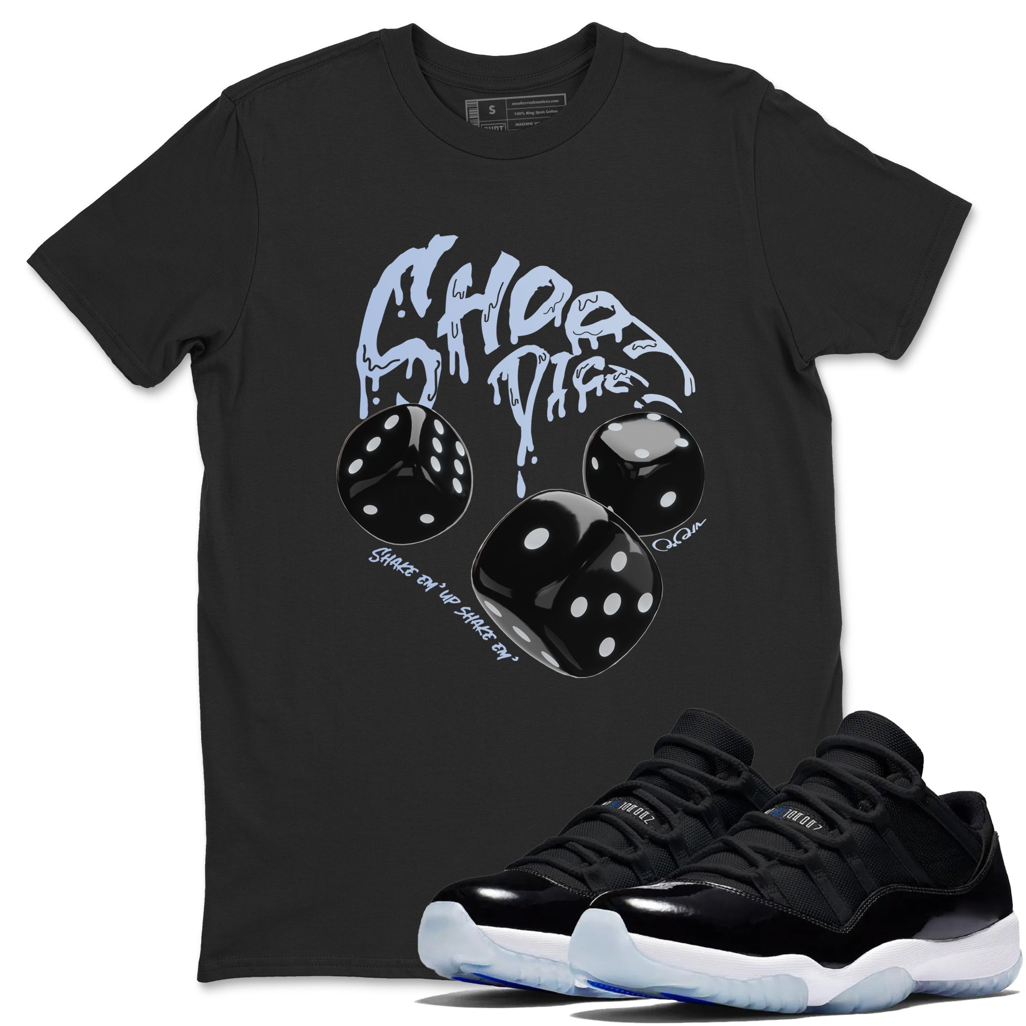 Shoot Dice snkmatch Tee - Air Jordan 11 Black and Varsity Royal