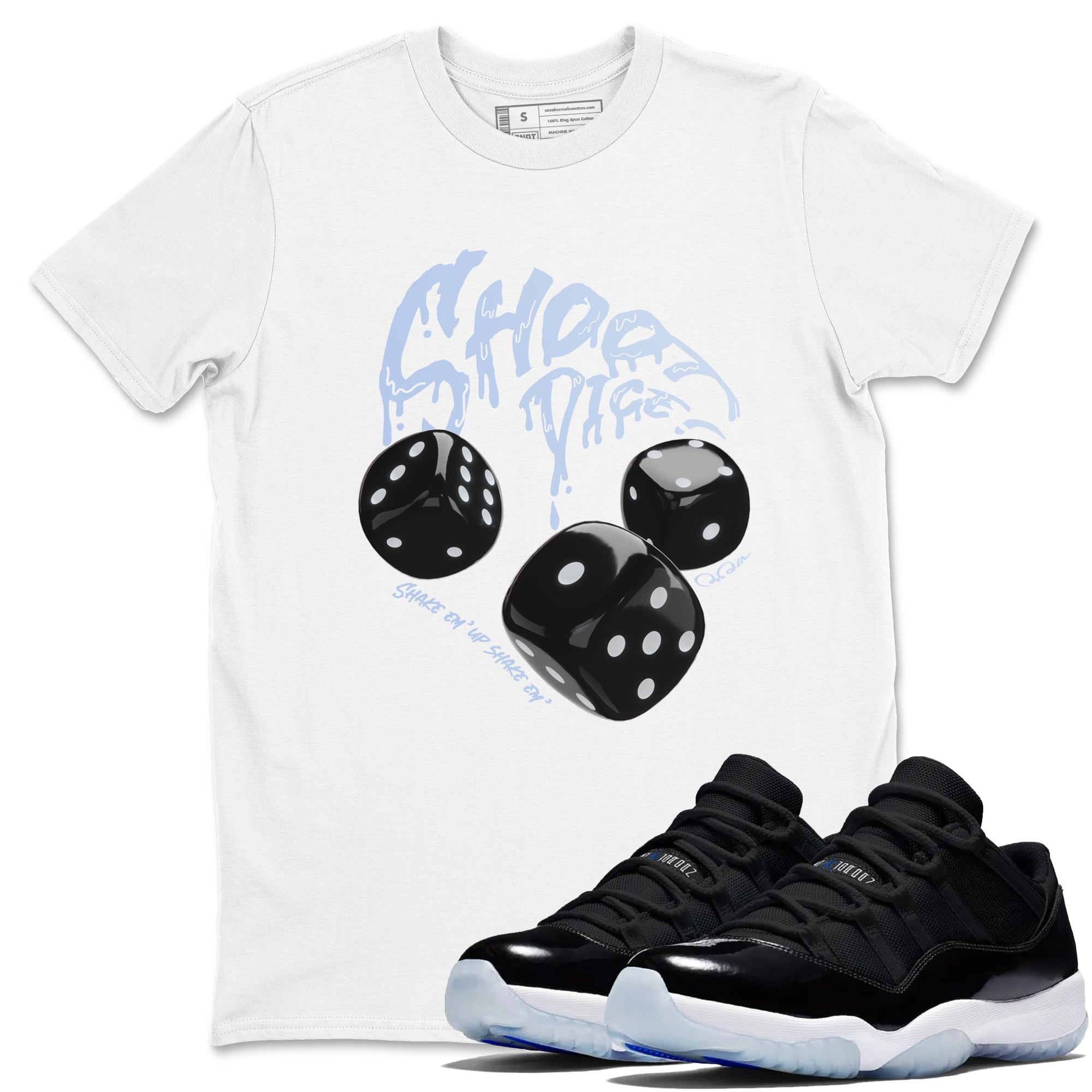 Shoot Dice snkmatch Tee - Air Jordan 11 Black and Varsity Royal