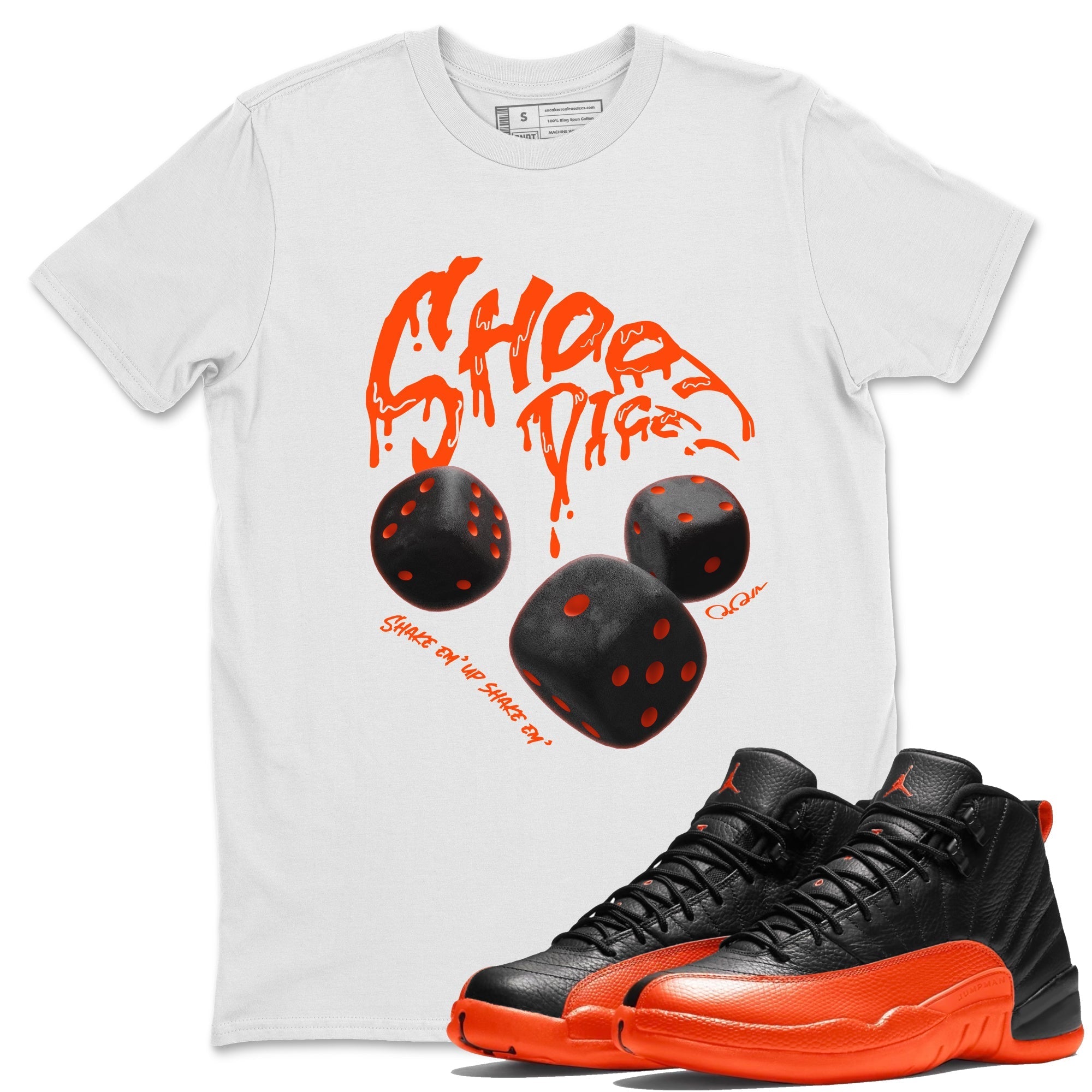 Shoot Dice Unisex Tops - Air Jordan 12 Brilliant Orange