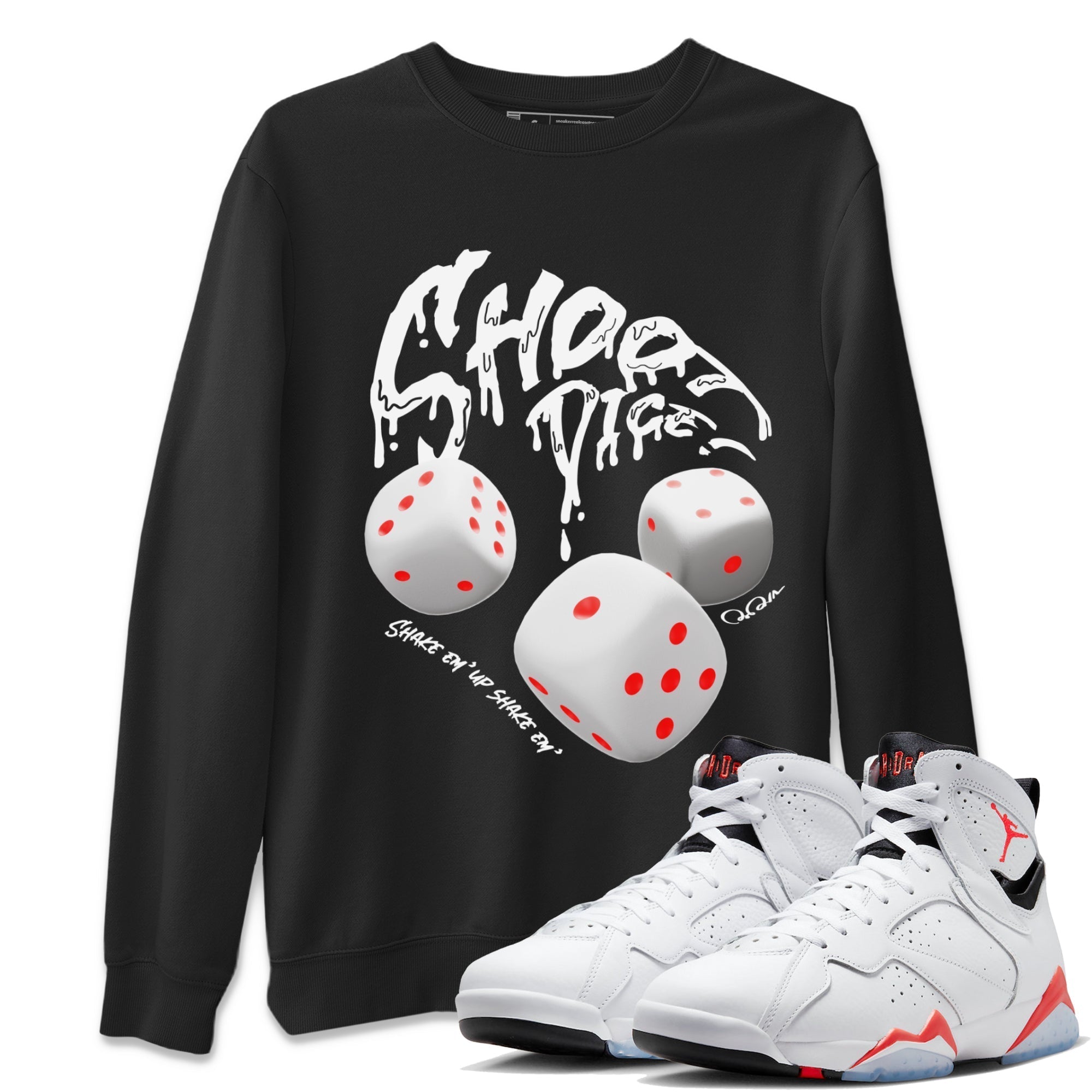 Shoot Dice Unisex Tops - Air Jordan 7 White Infrared