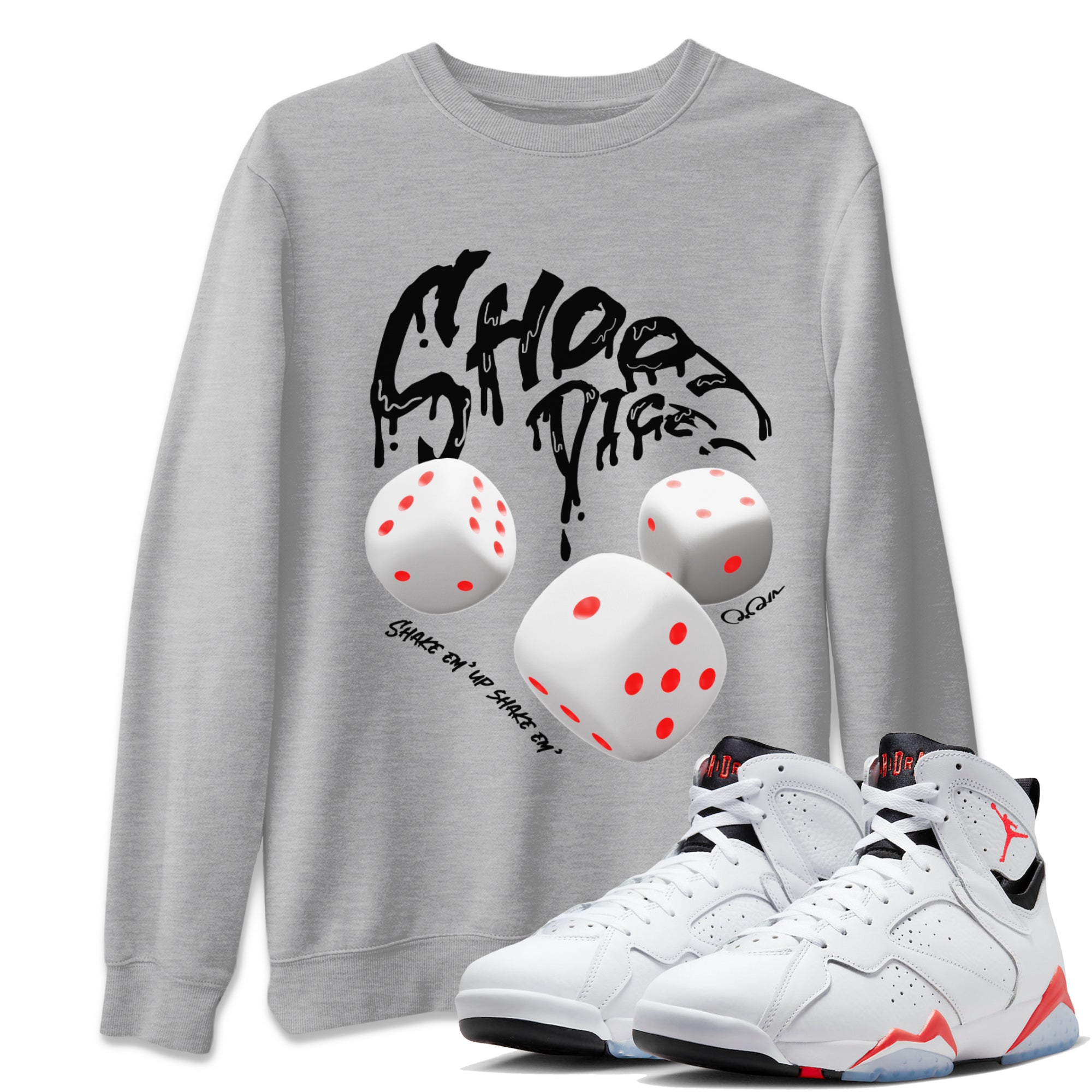 Shoot Dice Unisex Tops - Air Jordan 7 White Infrared