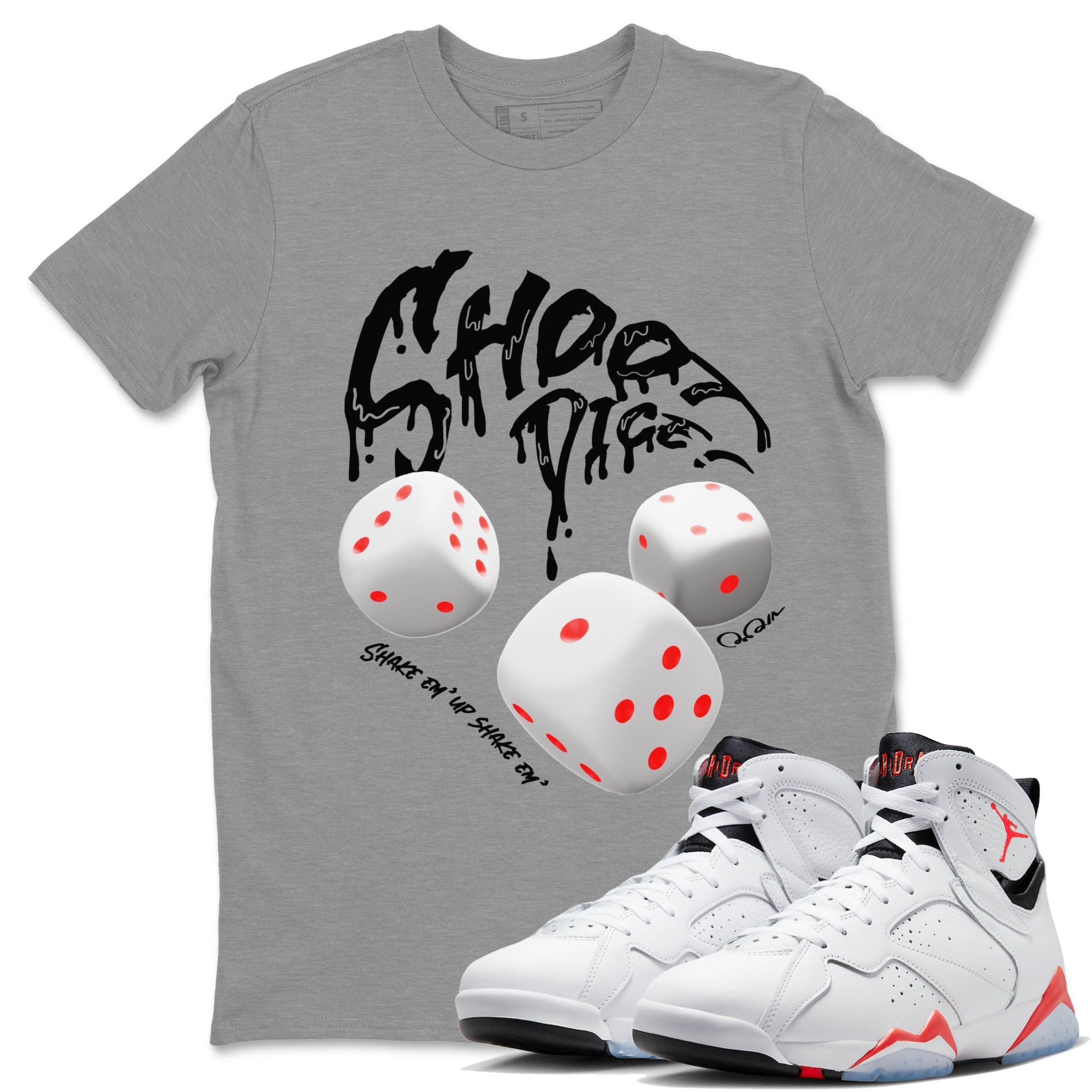 Shoot Dice Unisex Tops - Air Jordan 7 White Infrared