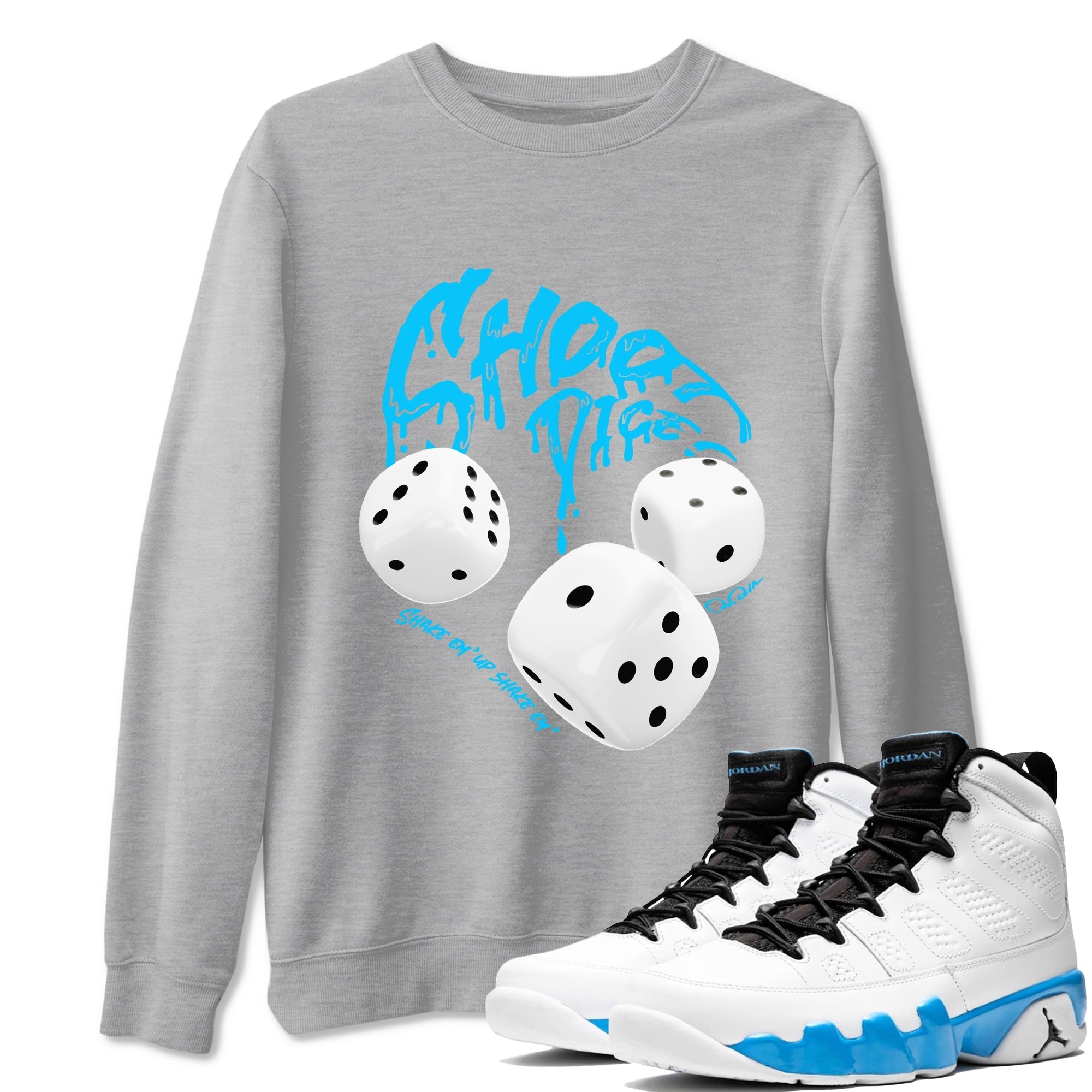 Shoot Dice snkmatch Tees - Air Jordan 9 Powder Blue
