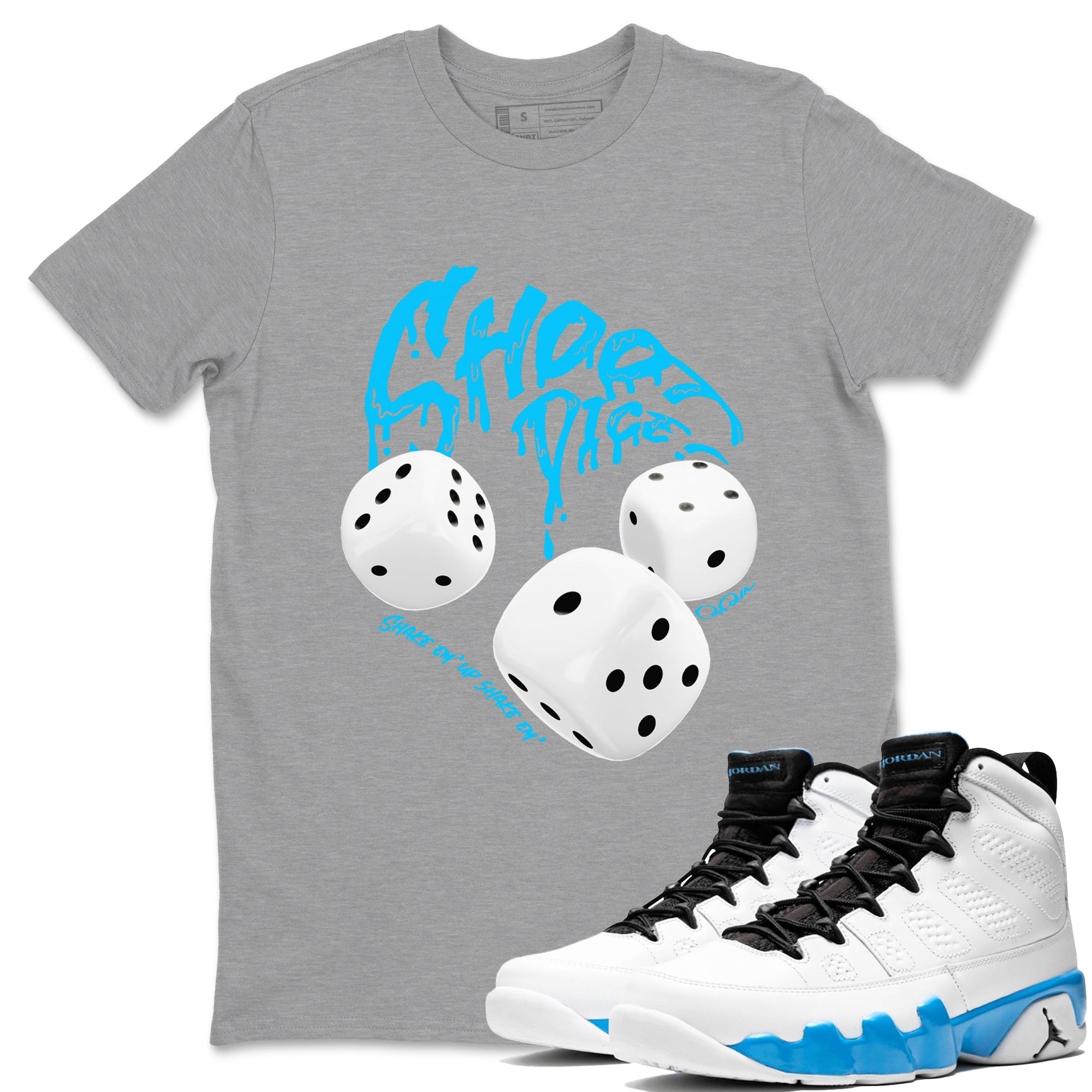 Shoot Dice snkmatch Tees - Air Jordan 9 Powder Blue
