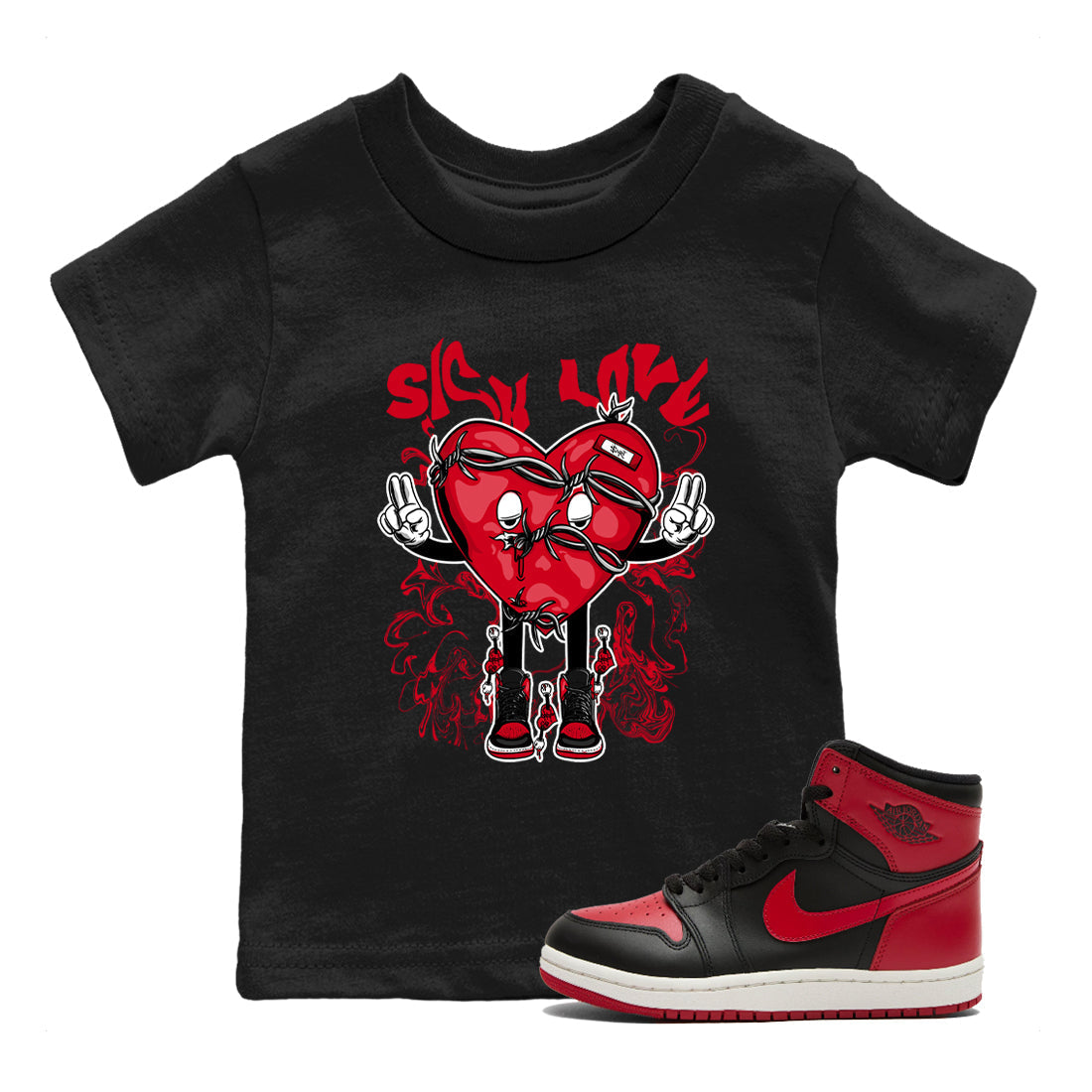 Sick Love snkmatch Tees Kids - Air Jordan 1 '85 Bred