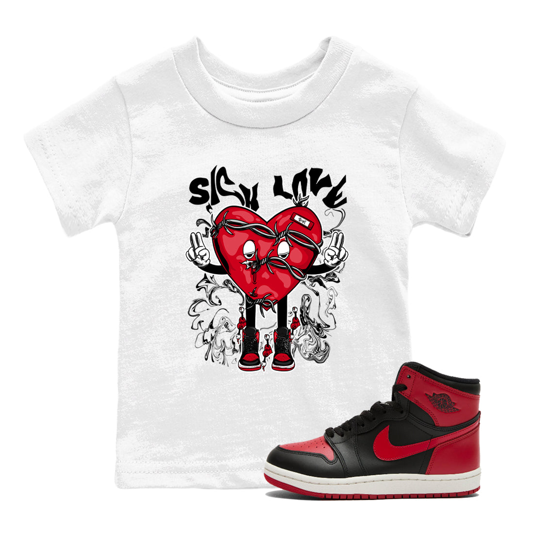 Sick Love snkmatch Tees Kids - Air Jordan 1 '85 Bred