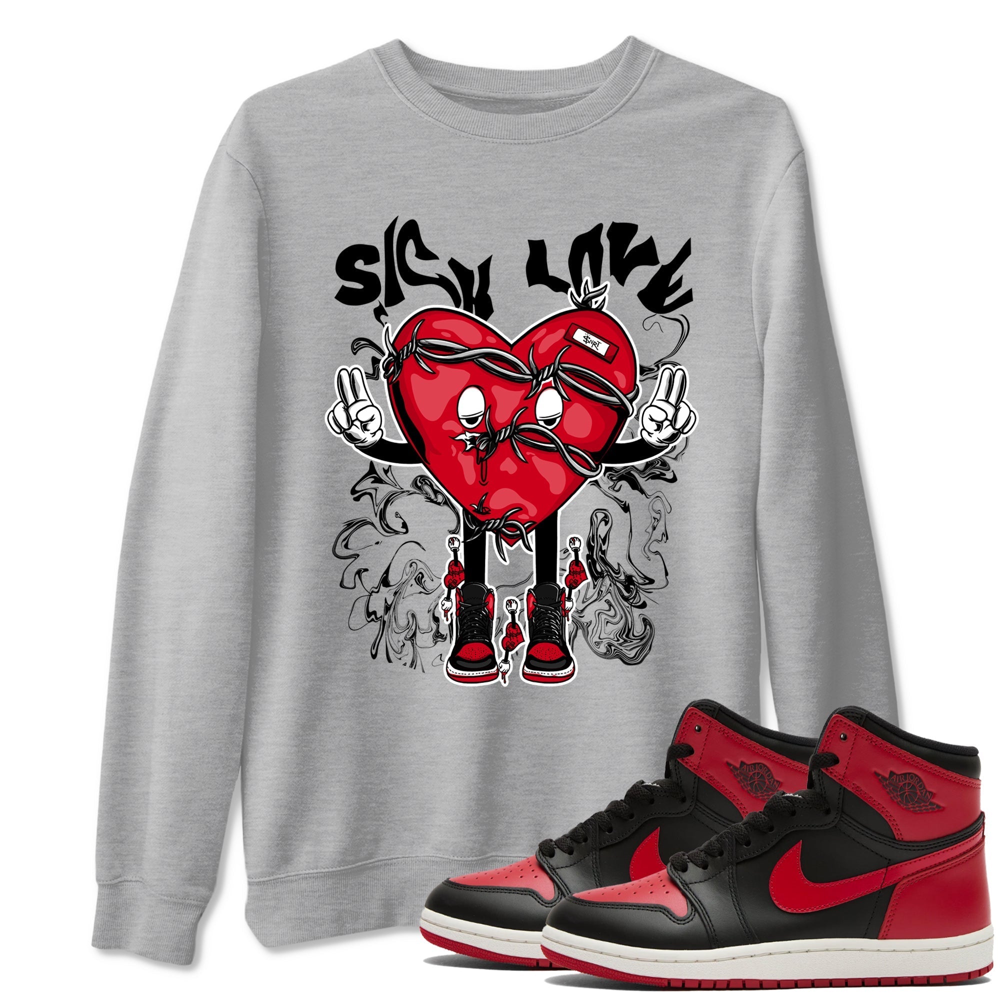 Sick Love snkmatch Tees - Air Jordan 1 '85 Bred