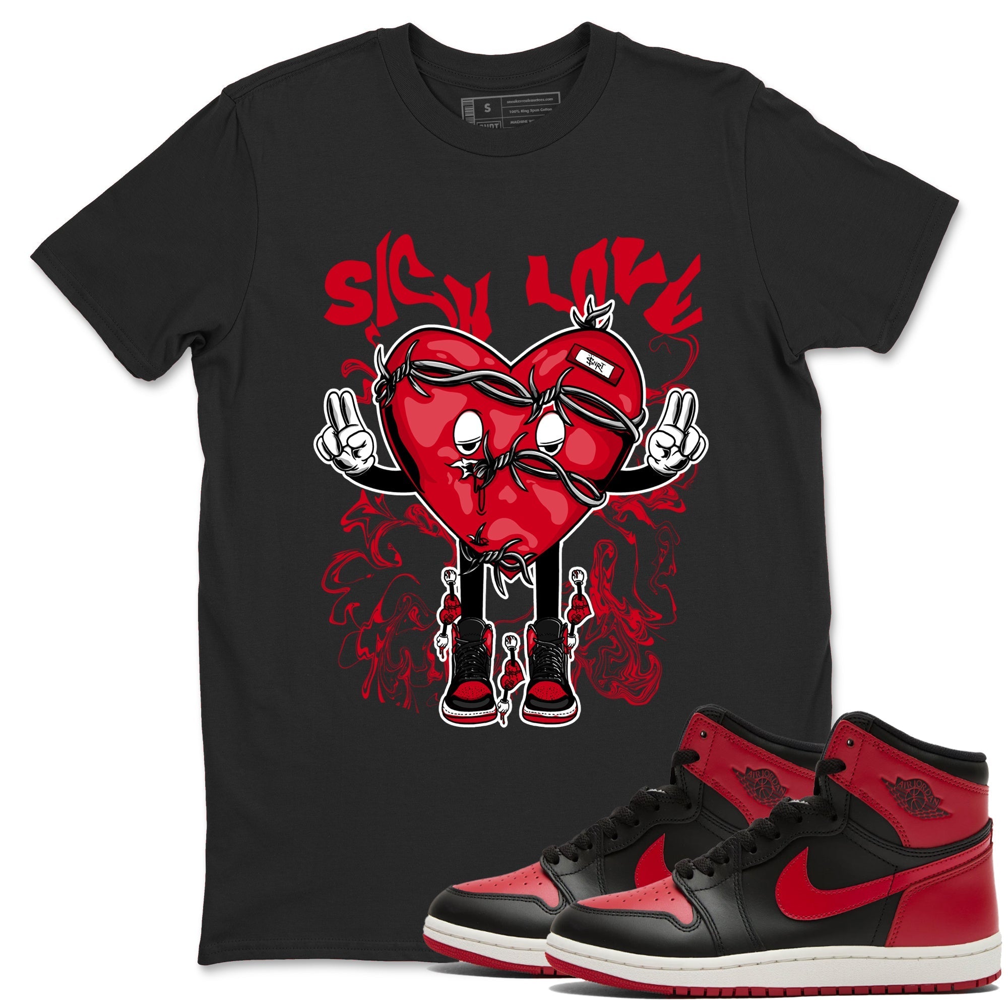 Sick Love snkmatch Tees - Air Jordan 1 '85 Bred