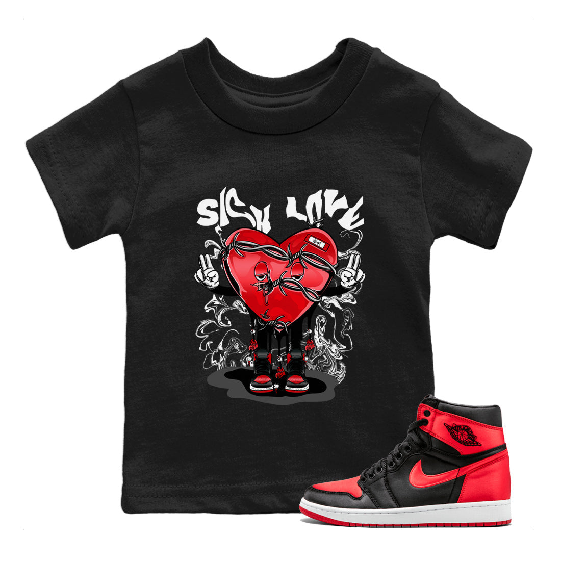 Sick Love Kids Tops - Air Jordan 1 Satin Bred