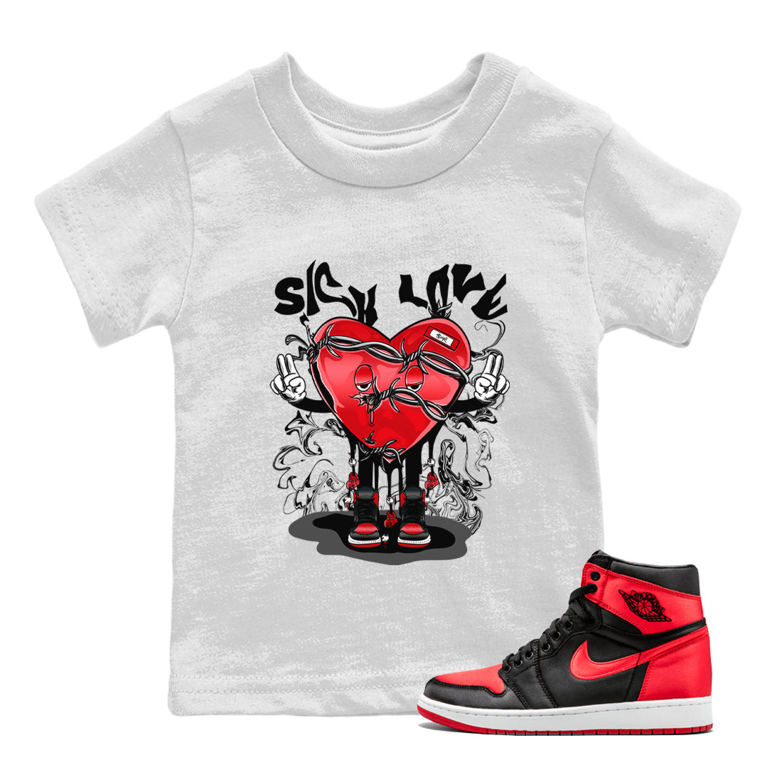 Sick Love Kids Tops - Air Jordan 1 Satin Bred
