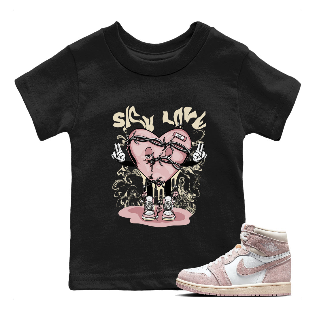 Sick Love Kids Tops - Air Jordan 1 Washed Pink