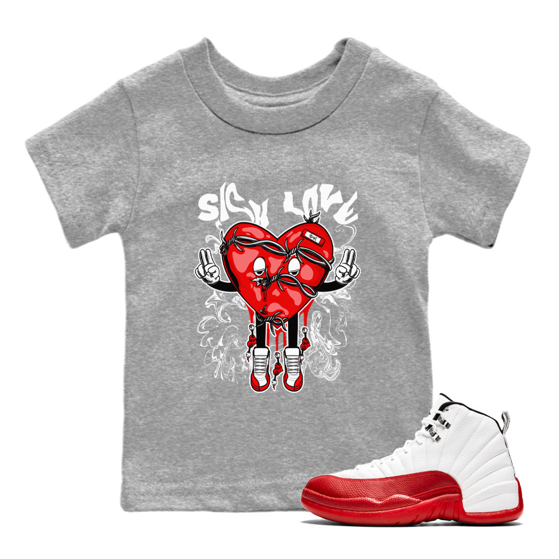 Sick Love snkmatch Tee Kids - Air Jordan 12 Cherry