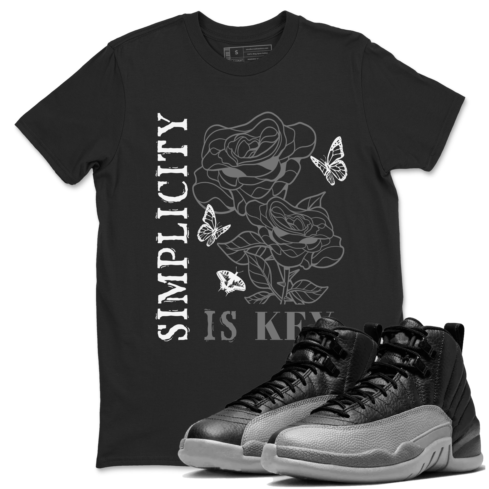 Simplicity Is Key snkmatch Tees - Air Jordan 12 Black Wolf Grey