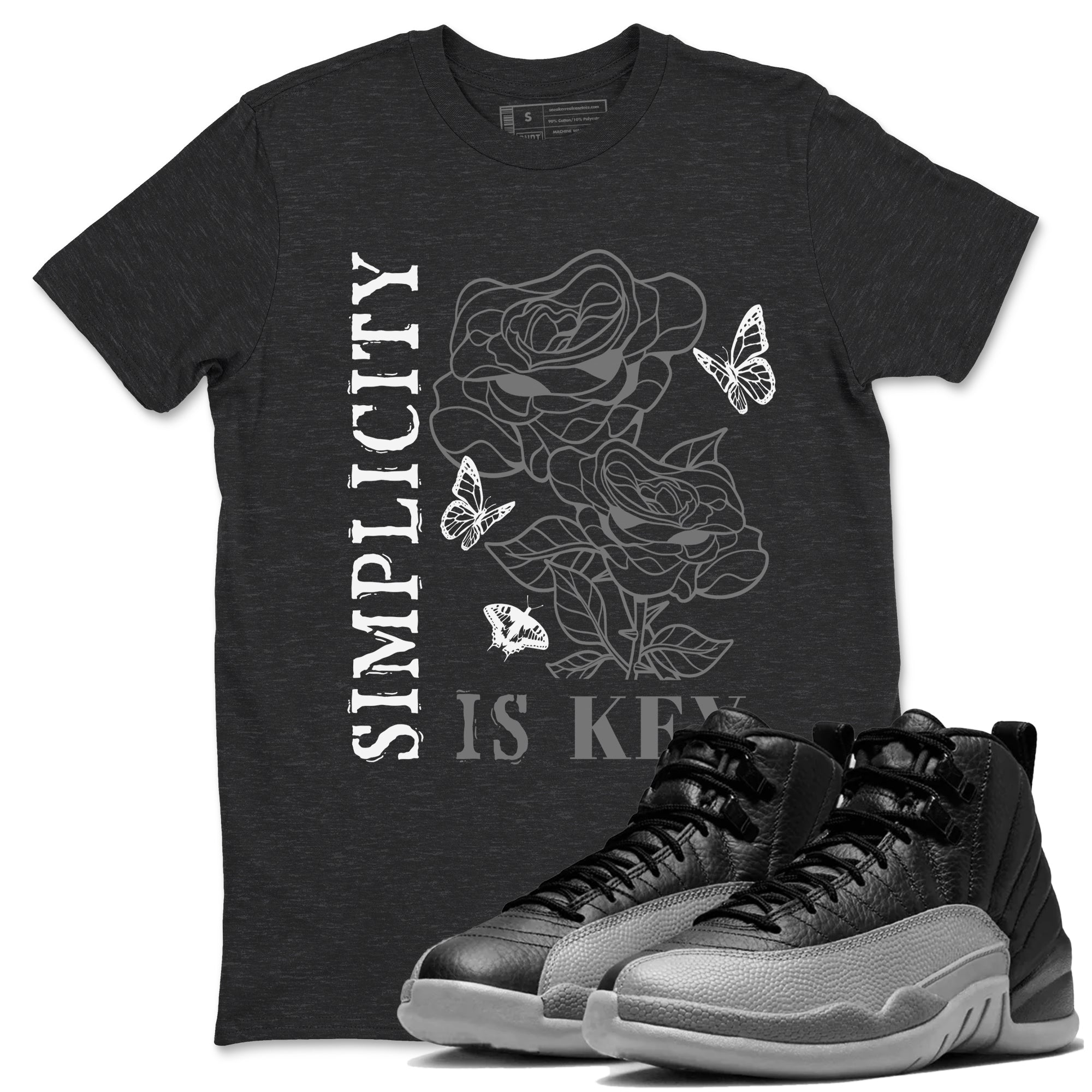 Simplicity Is Key snkmatch Tees - Air Jordan 12 Black Wolf Grey