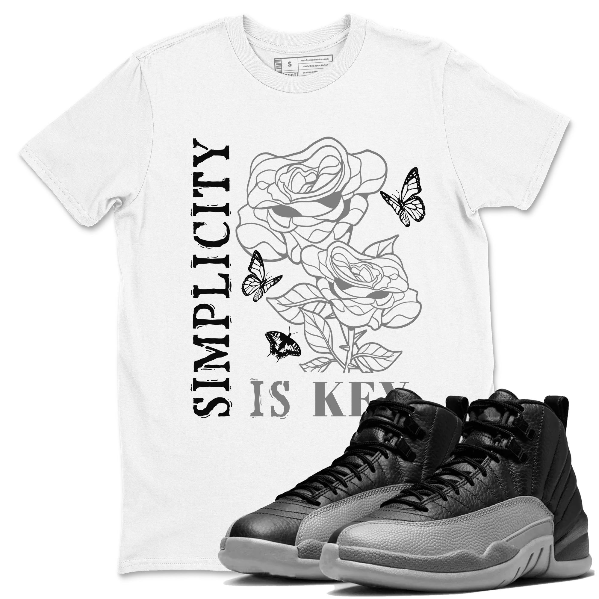 Simplicity Is Key snkmatch Tees - Air Jordan 12 Black Wolf Grey