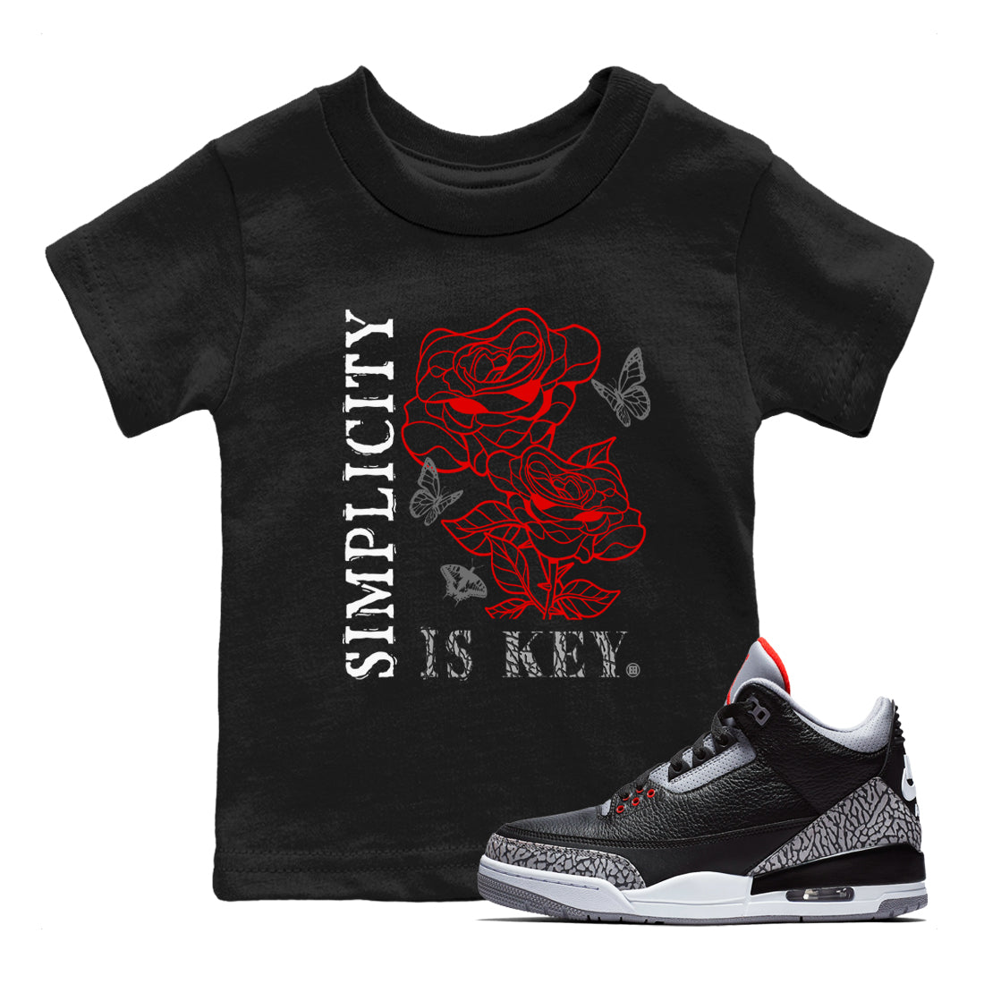 Simplicity Is Key snkmatch Tees Kids - Air Jordan 3 Black Cement