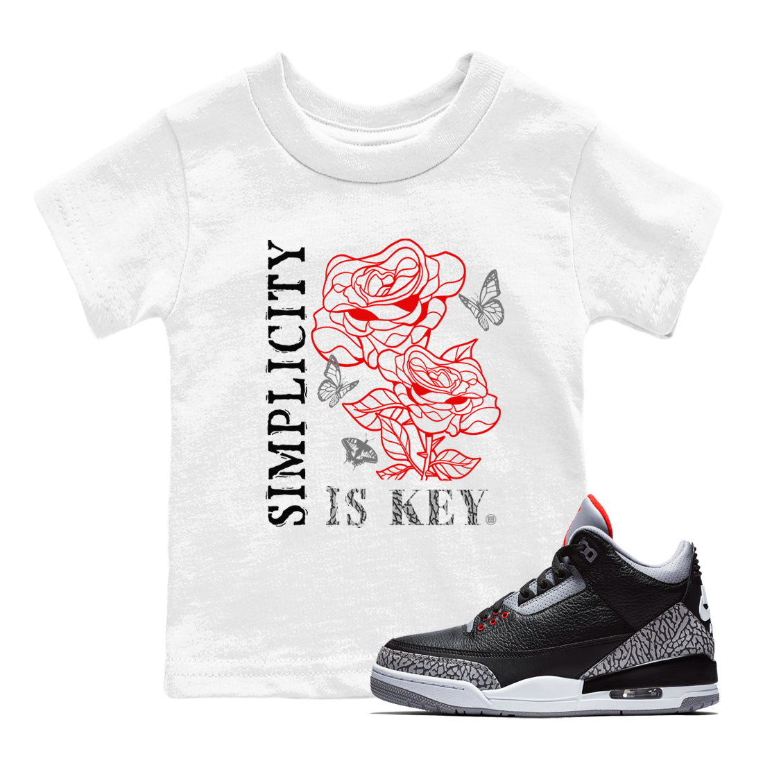Simplicity Is Key snkmatch Tees Kids - Air Jordan 3 Black Cement