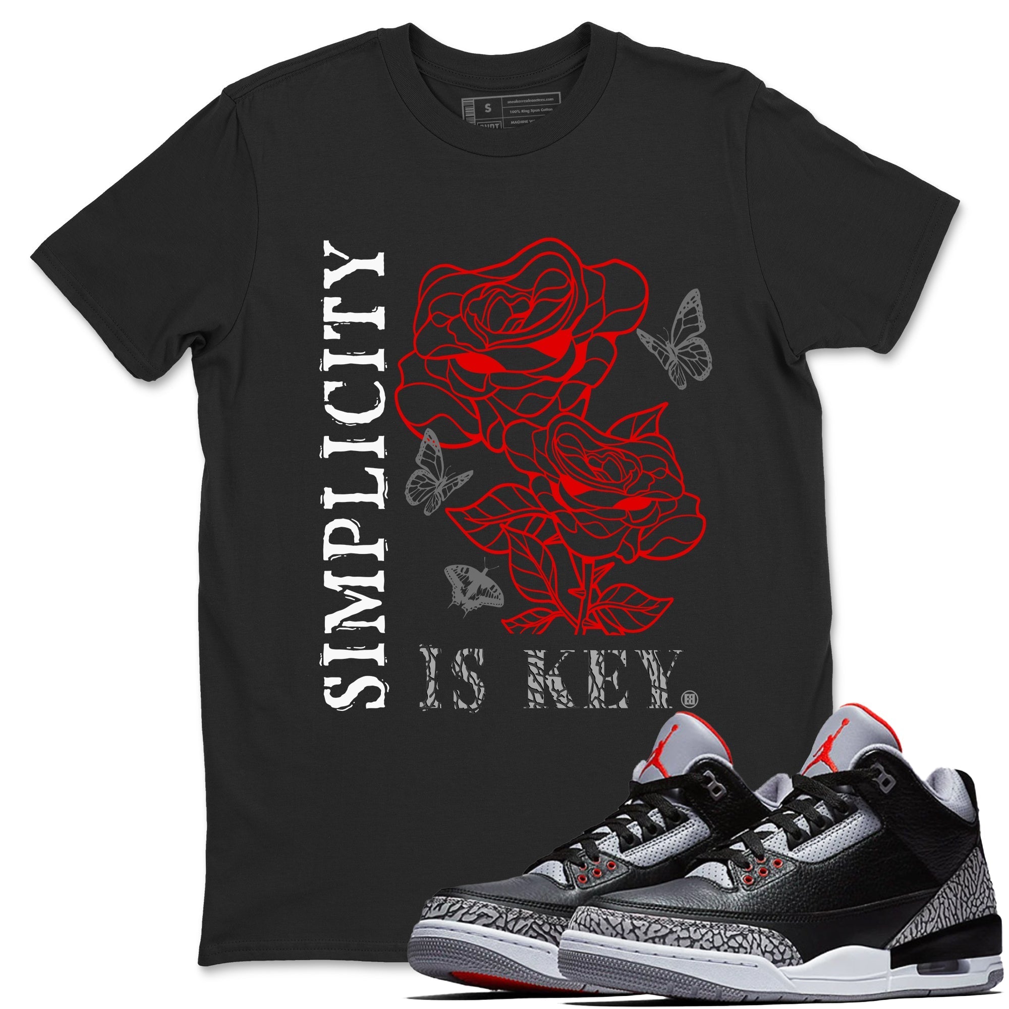 Simplicity Is Key snkmatch Tees - Air Jordan 3 Black Cement