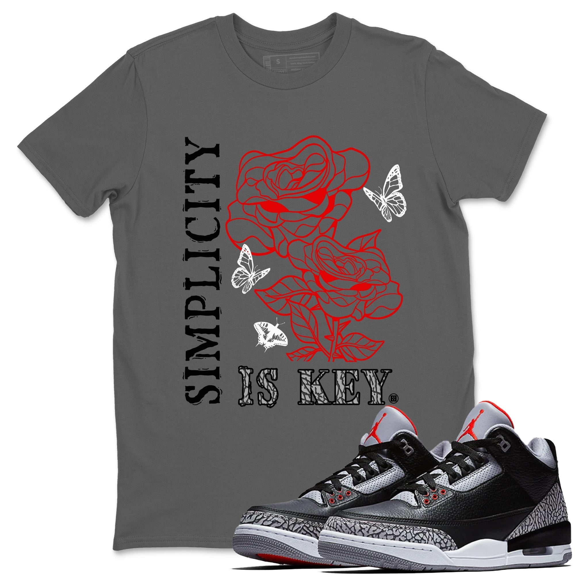 Simplicity Is Key snkmatch Tees - Air Jordan 3 Black Cement