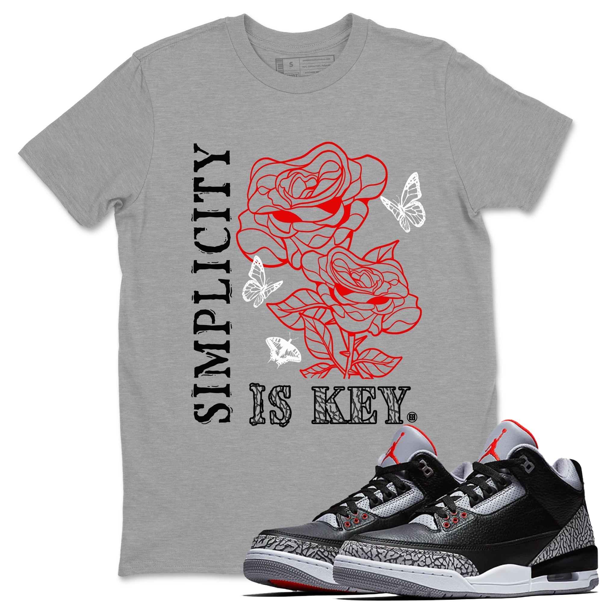 Simplicity Is Key snkmatch Tees - Air Jordan 3 Black Cement