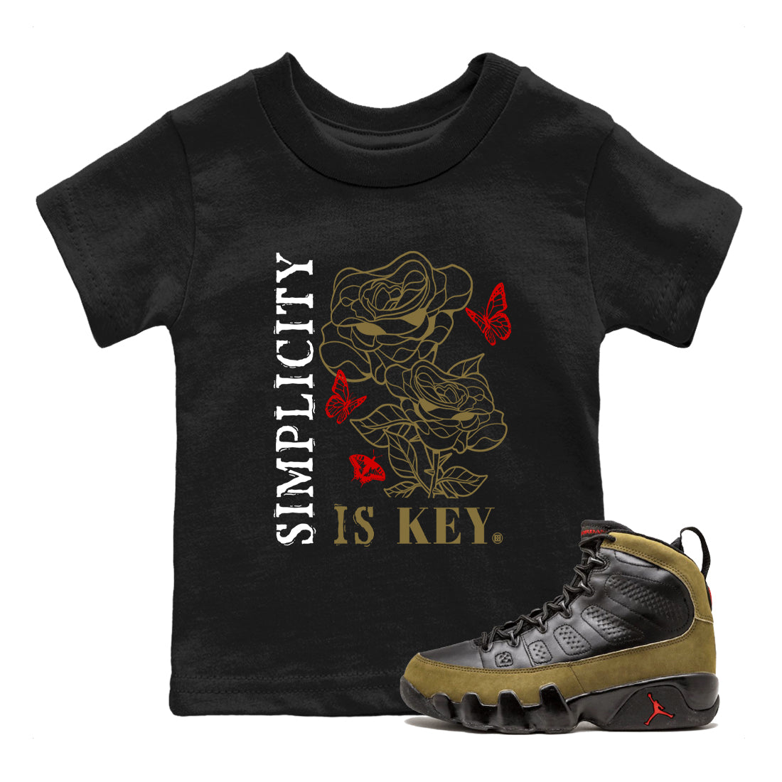 Simplicity Is Key snkmatch Tees Kids - Air Jordan 9 Olive