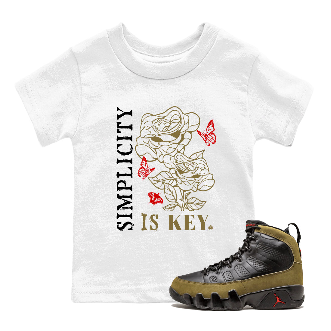 Simplicity Is Key snkmatch Tees Kids - Air Jordan 9 Olive