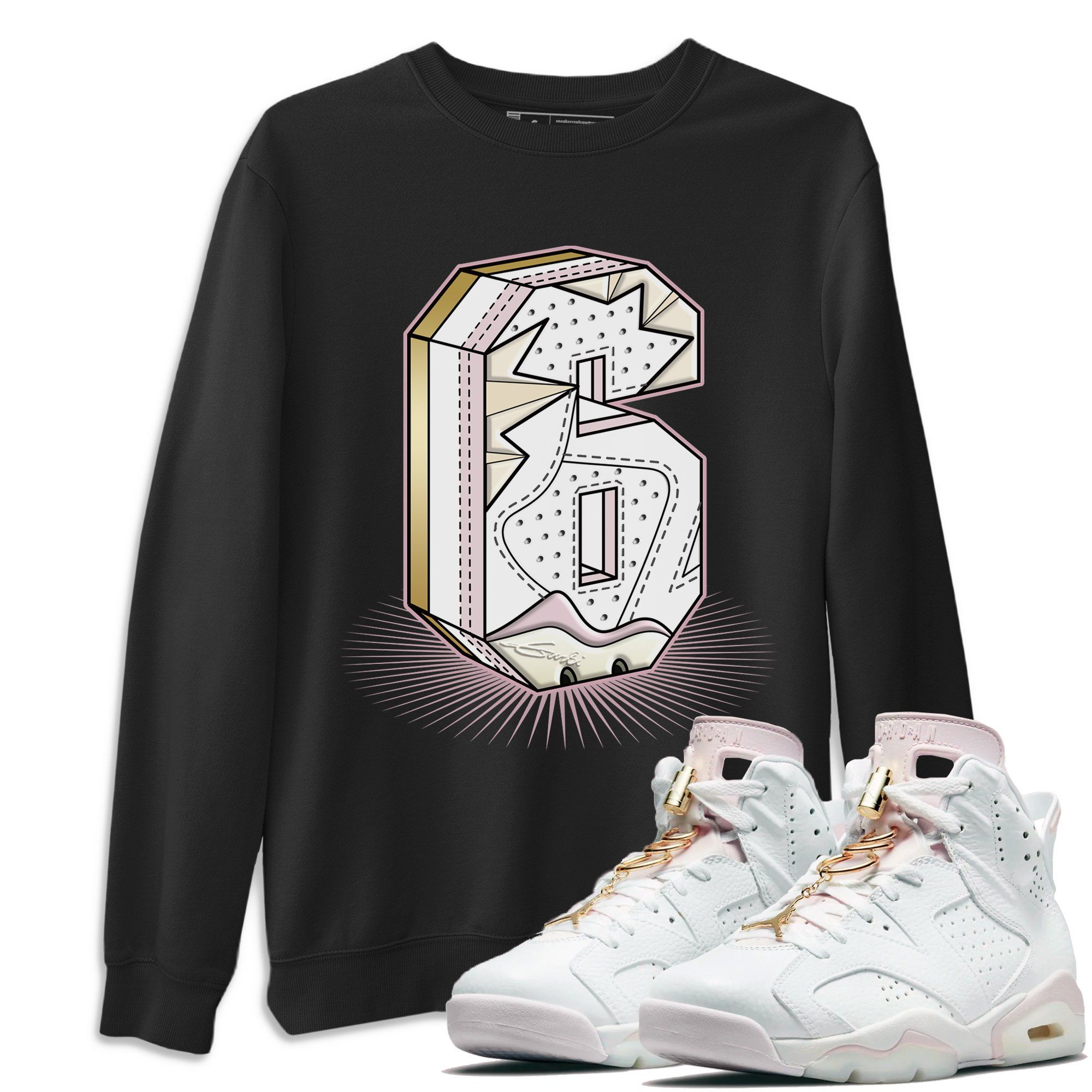 Six Statue Unisex Tops - Air Jordan 6 Gold Hoops