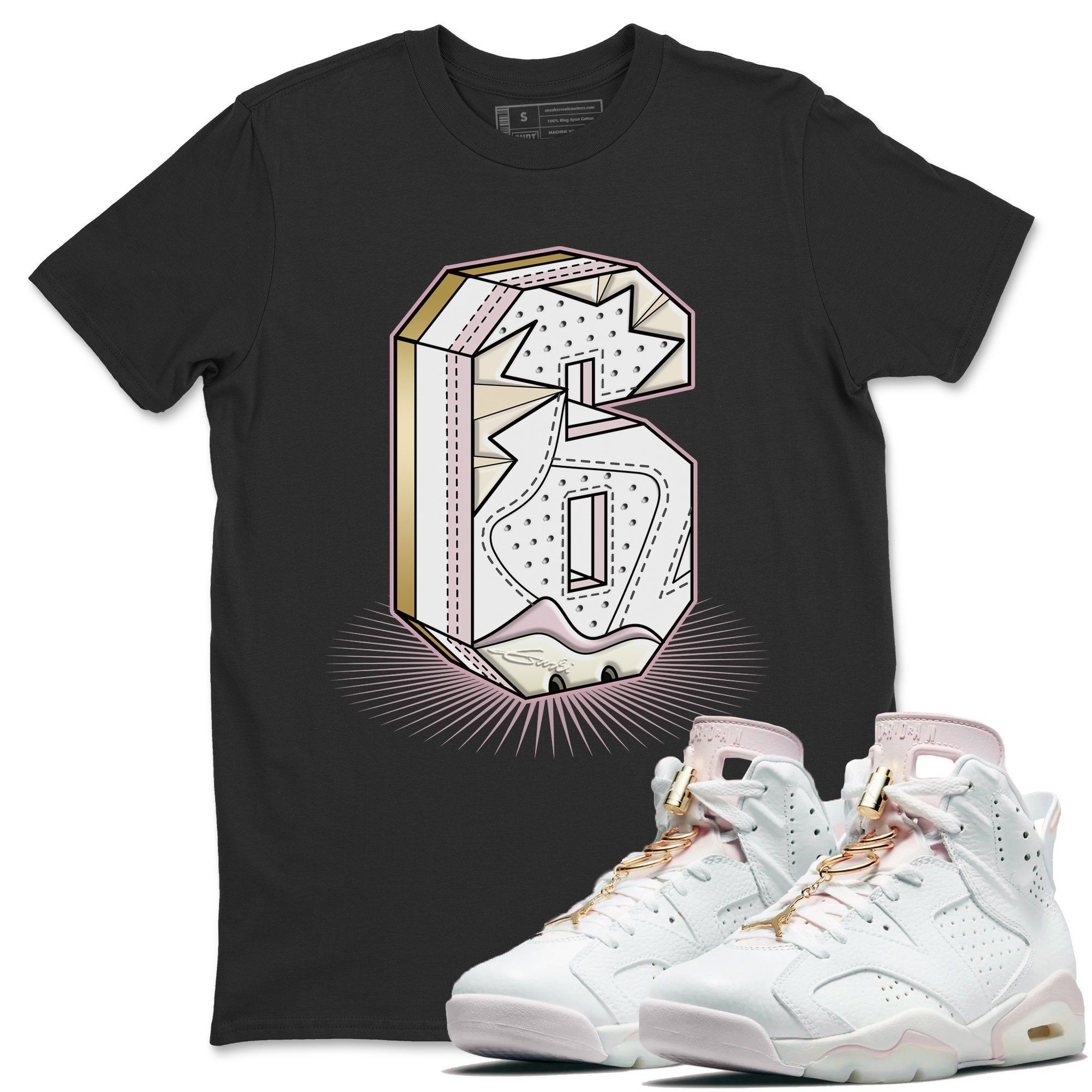 Six Statue Unisex Tops - Air Jordan 6 Gold Hoops