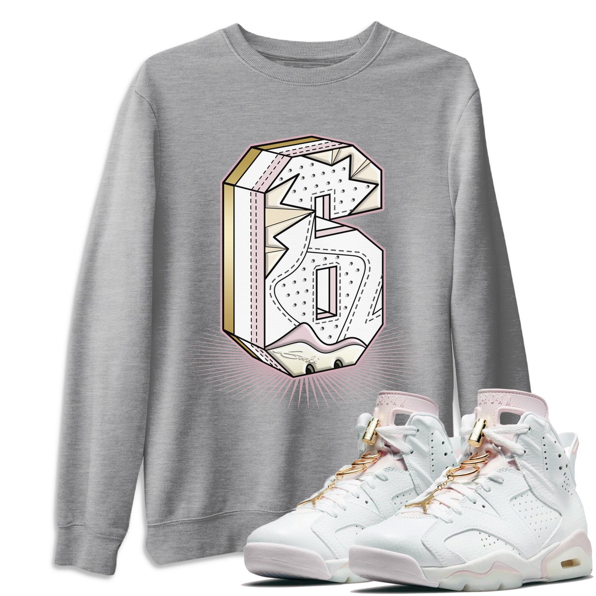 Six Statue Unisex Tops - Air Jordan 6 Gold Hoops