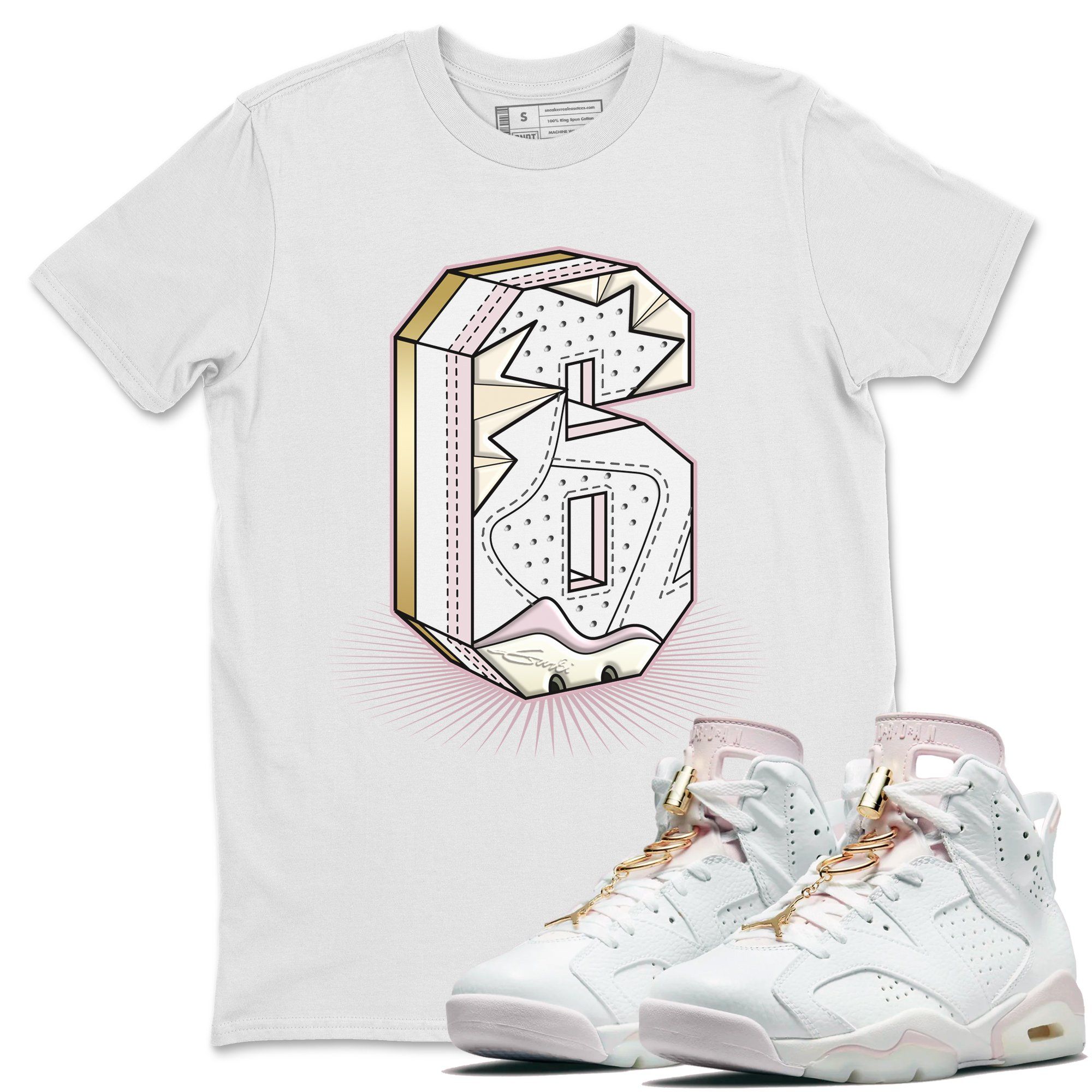 Six Statue Unisex Audult Tops - Air Jordan 6 Gold Hoops