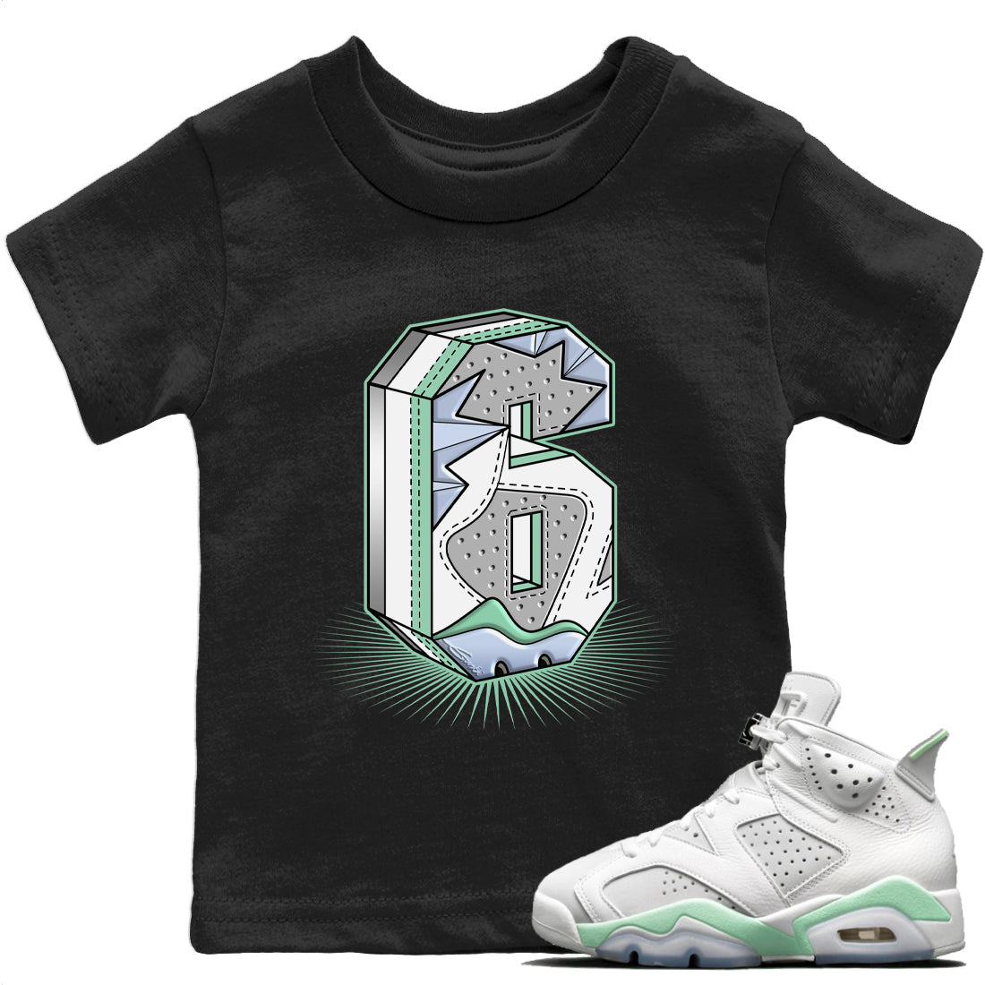 Six Statue Kids Tops - Air Jordan 6 Mint Foam