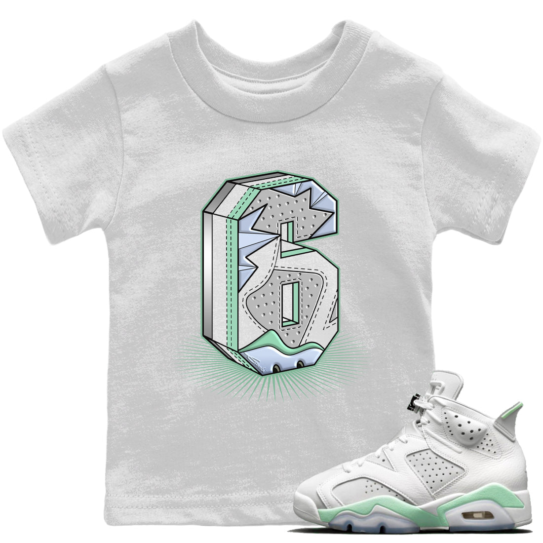 Six Statue Kids Tops - Air Jordan 6 Mint Foam