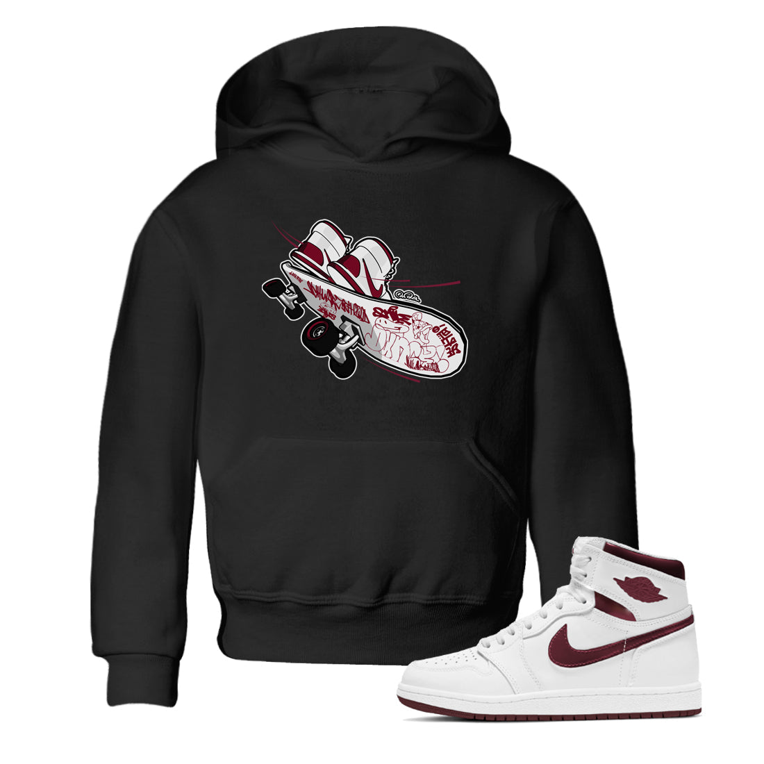 Skateboard snkmatch Tee Kids - Air Jordan 1 Metallic Burgundy