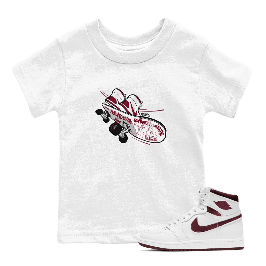 Skateboard snkmatch Tee Kids - Air Jordan 1 Metallic Burgundy