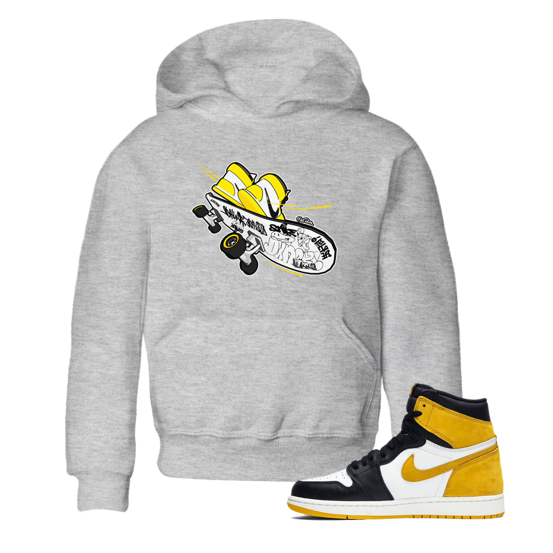 Skateboard snkmatch Tees Kids - Air Jordan 1 Yellow Ochre
