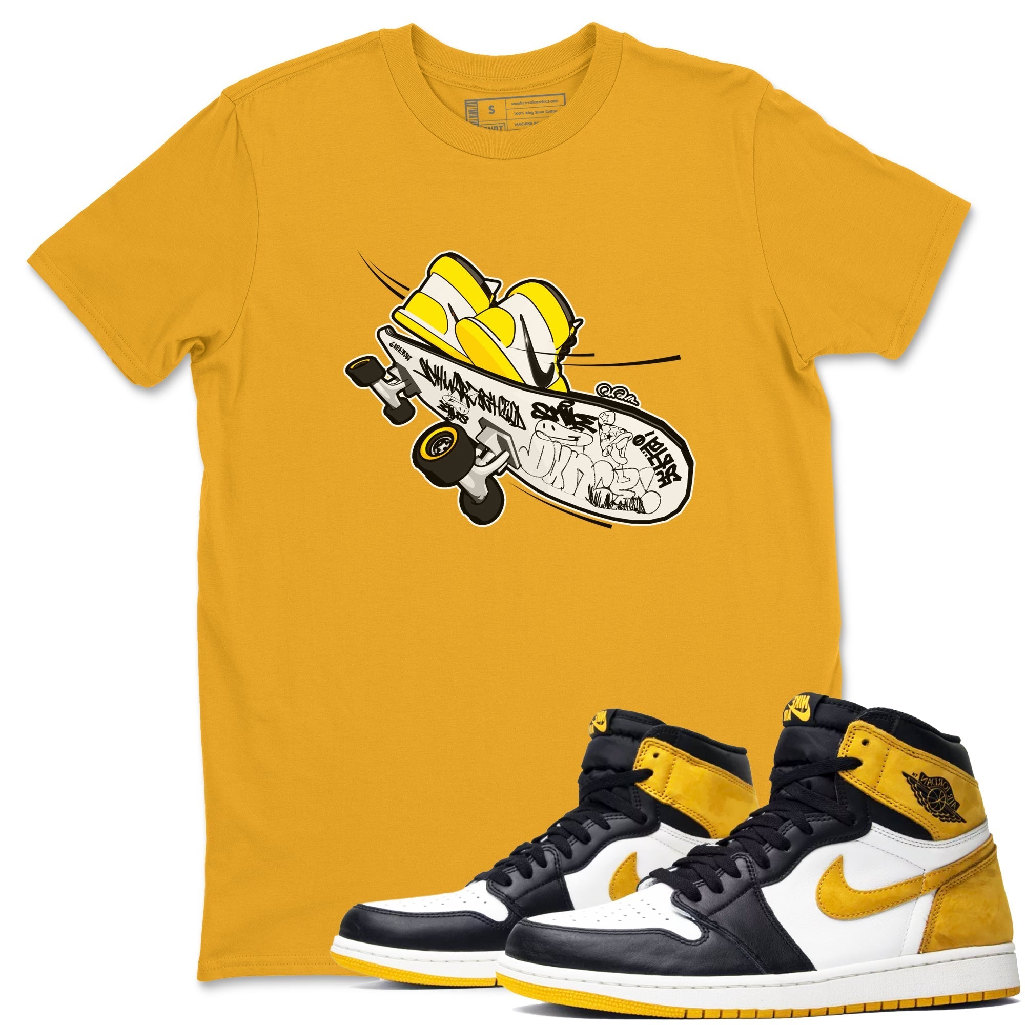 Skateboard snkmatch Tees - Air Jordan 1 Yellow Ochre