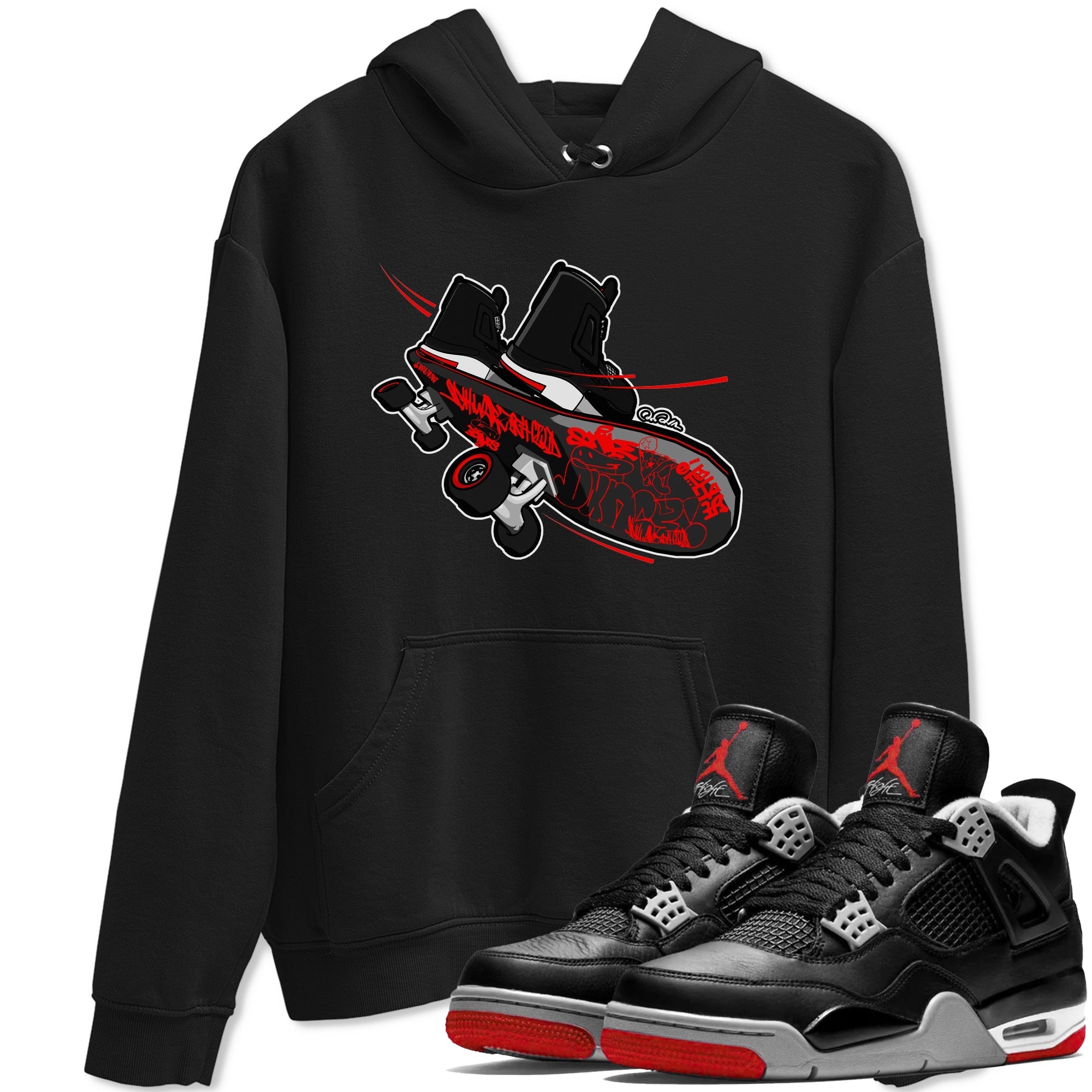 Skateboard snkmatch Tee - Air Jordan 4 Bred Reimagined