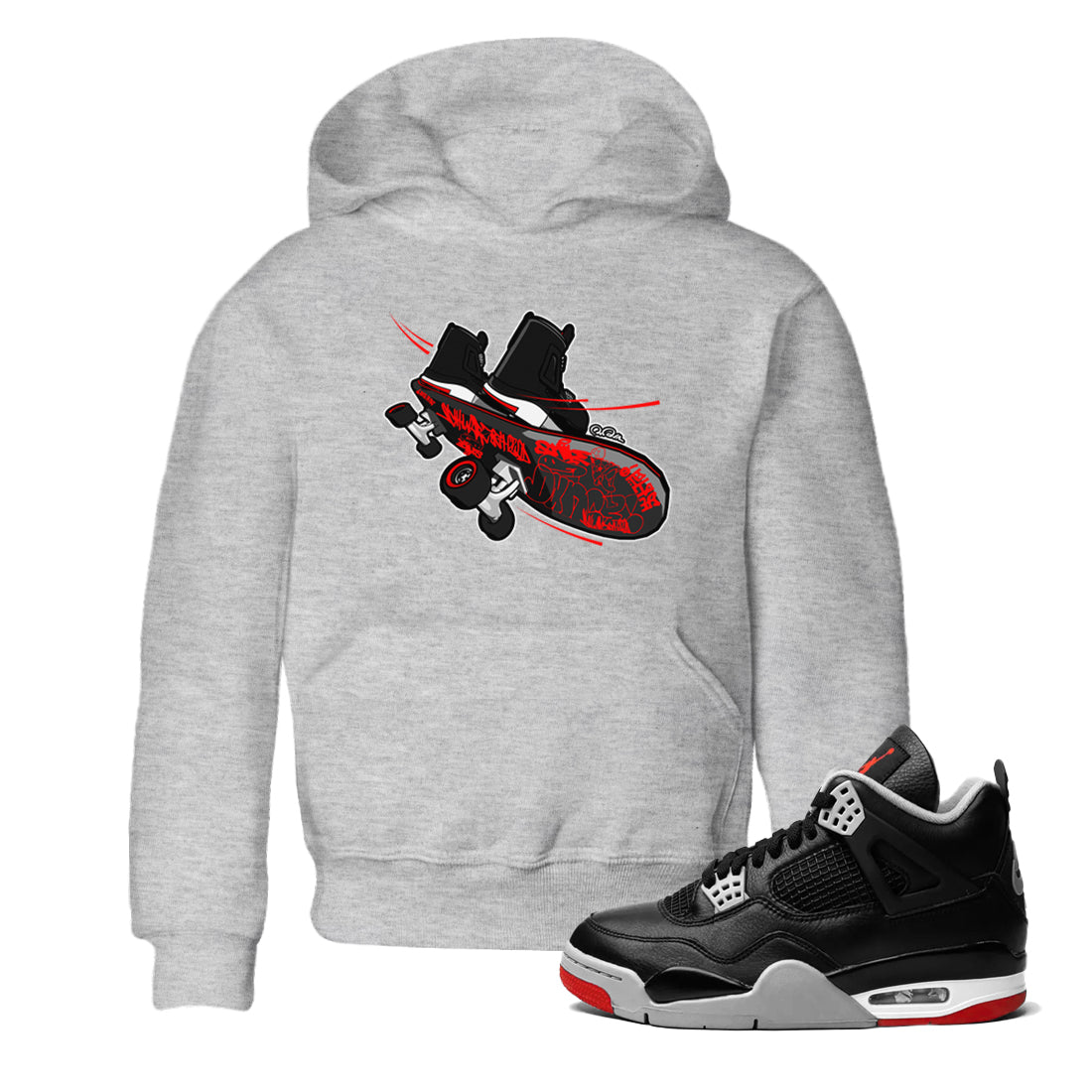 Skateboard snkmatch Tee Kids - Air Jordan 4 Bred Reimagined