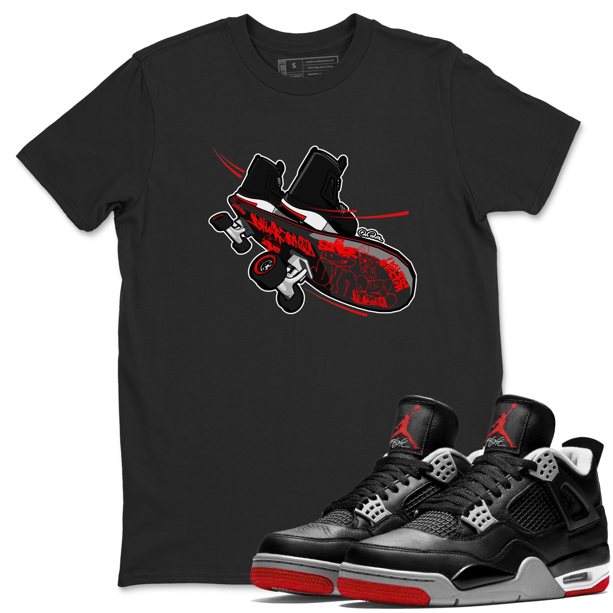 Skateboard snkmatch Tee - Air Jordan 4 Bred Reimagined