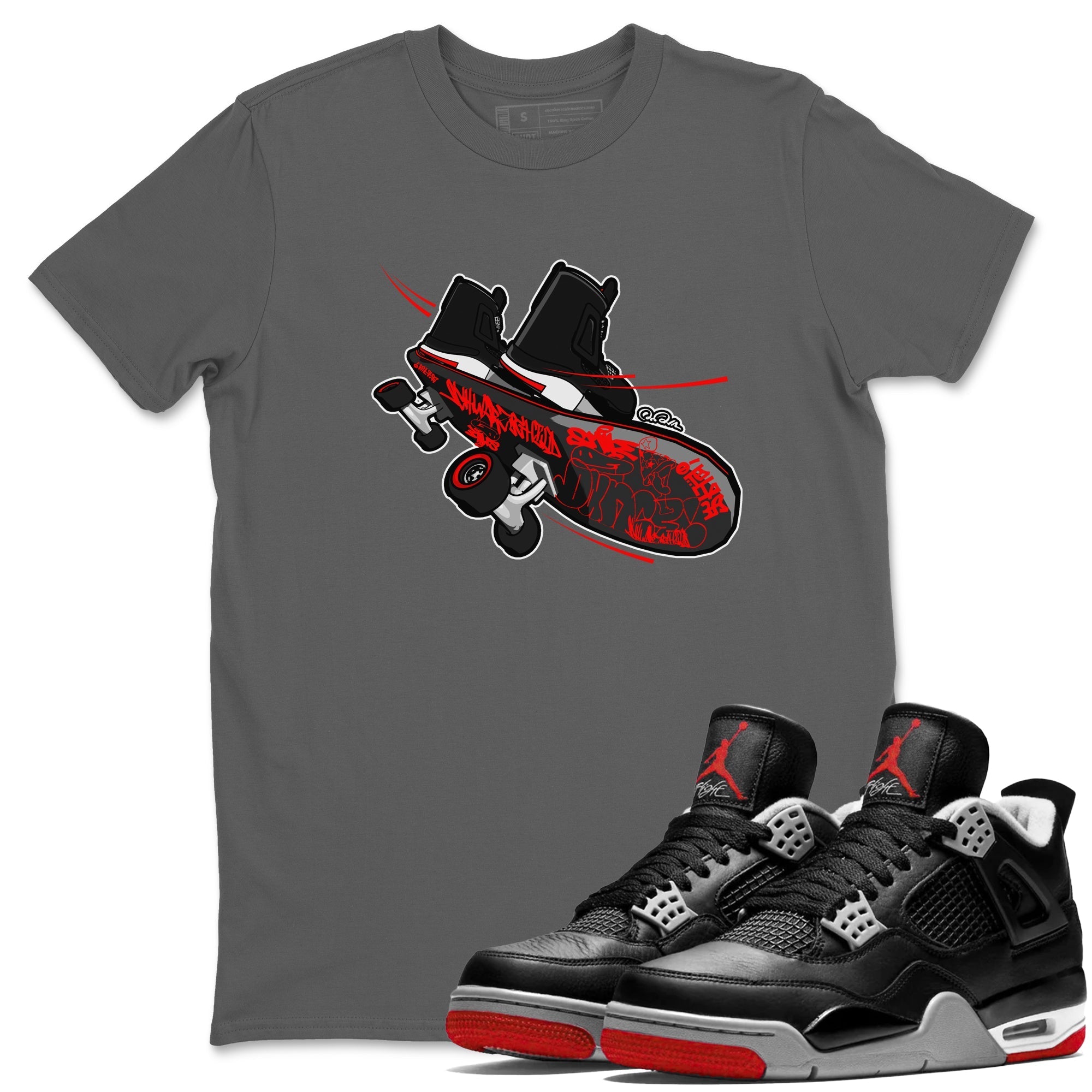 Skateboard snkmatch Tee - Air Jordan 4 Bred Reimagined