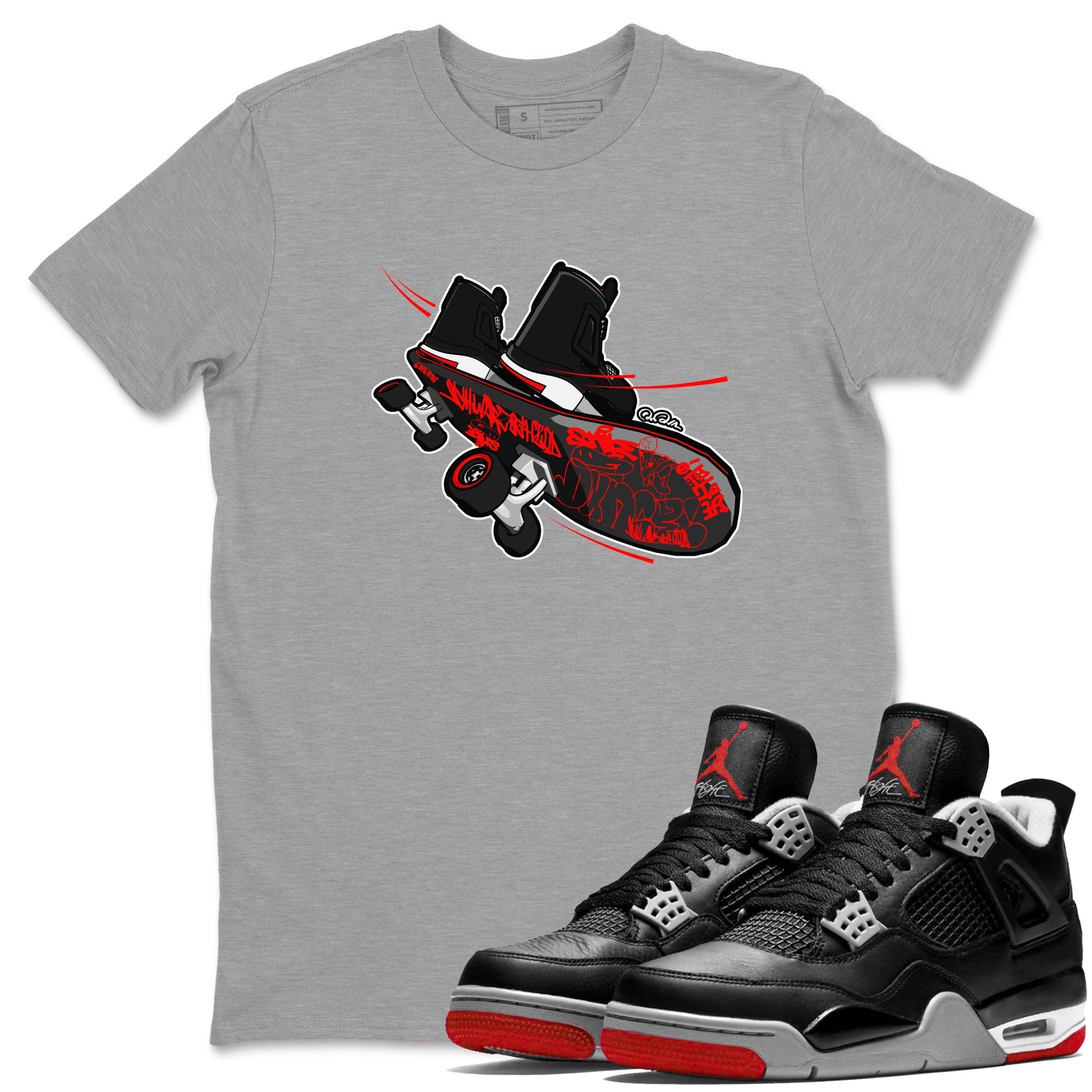 Skateboard snkmatch Tee - Air Jordan 4 Bred Reimagined