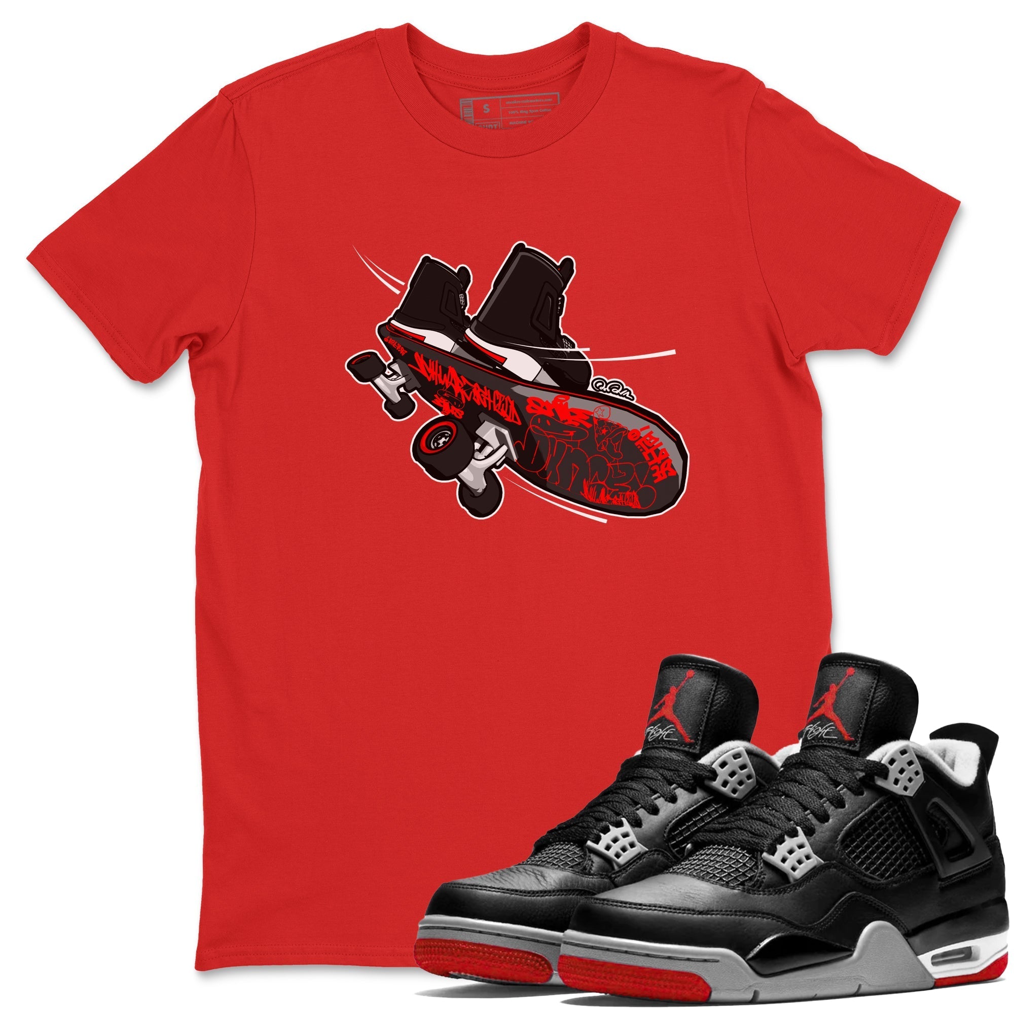 Skateboard snkmatch Tee - Air Jordan 4 Bred Reimagined