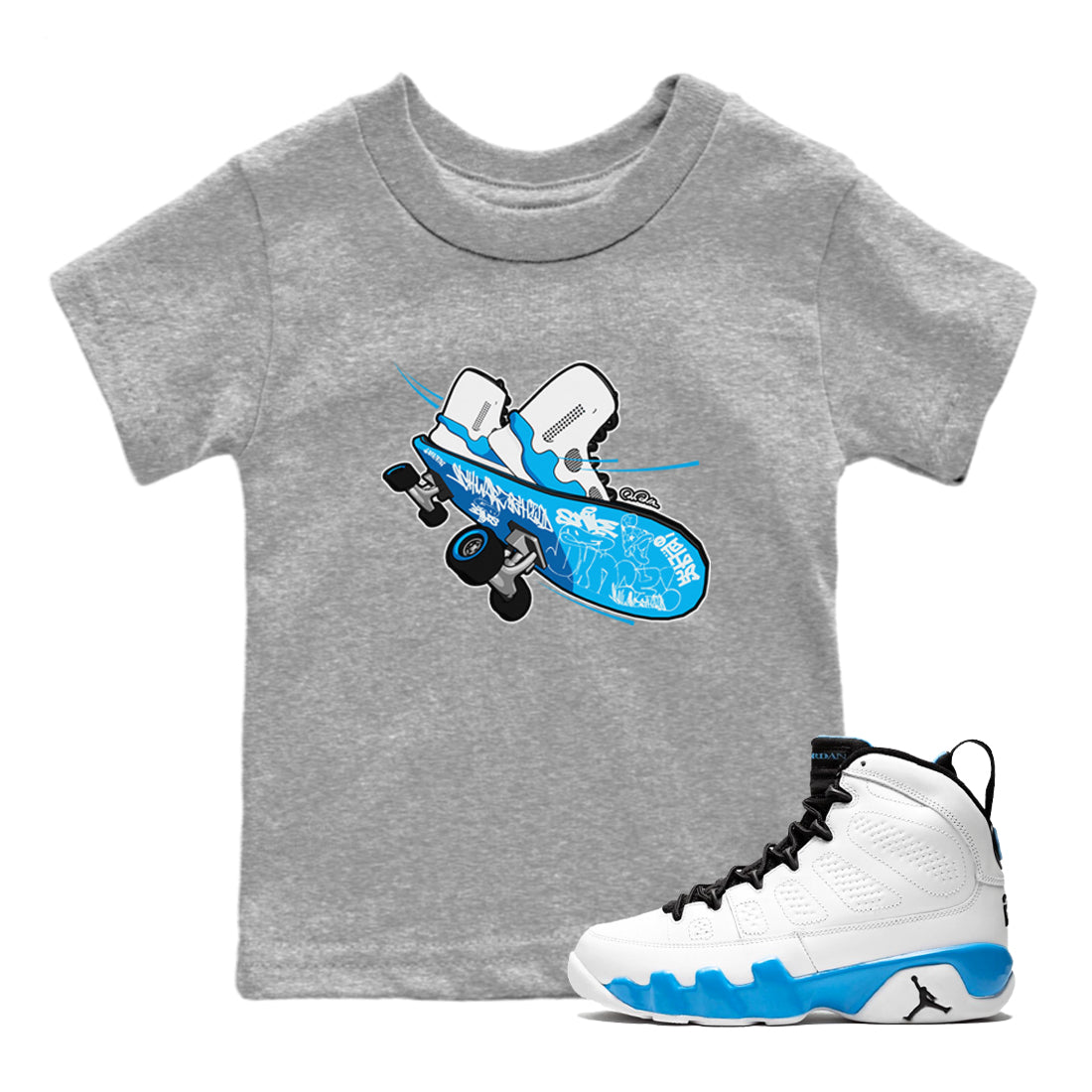 Skateboard snkmatch Tees Kids - Air Jordan 9 Powder Blue
