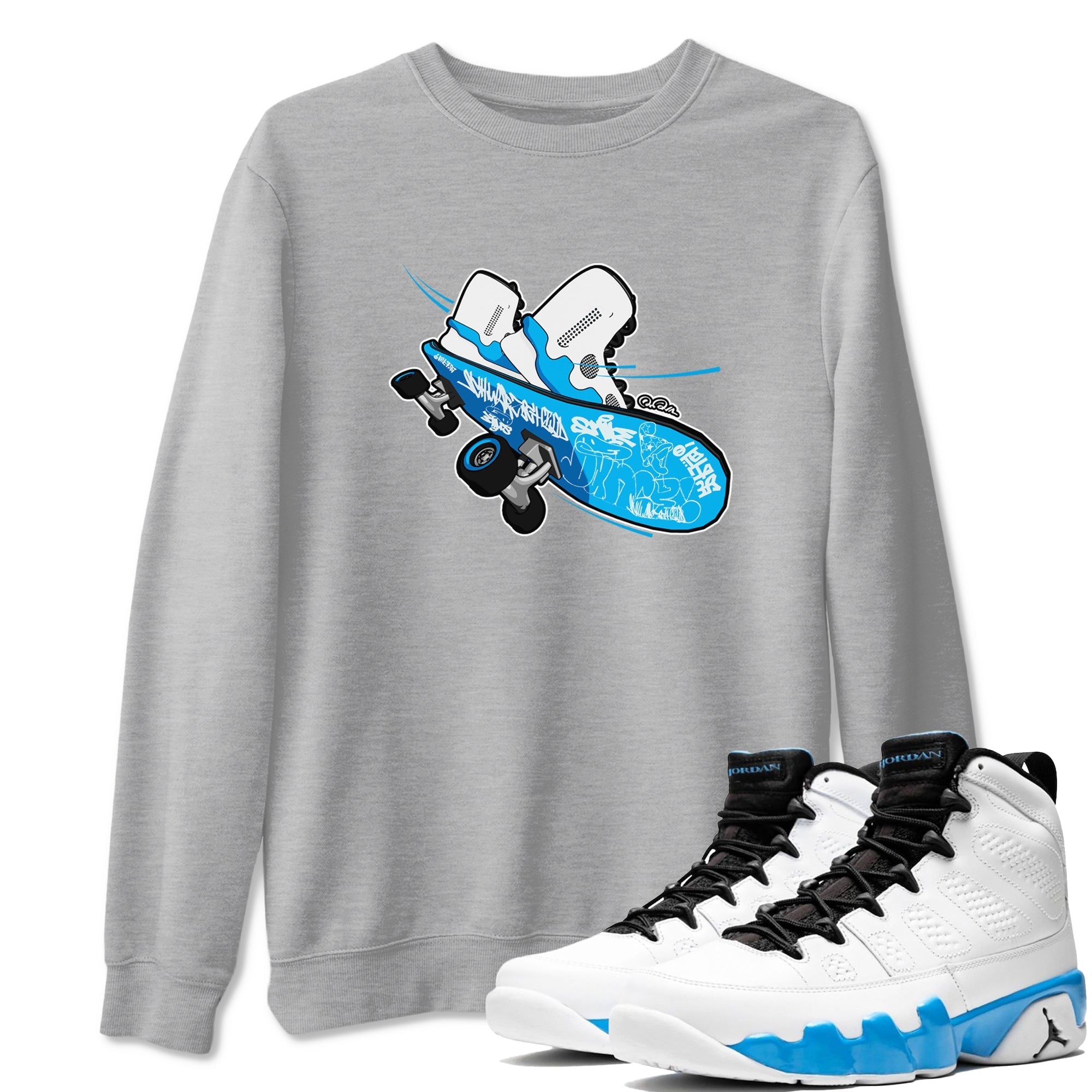 Skateboard snkmatch Tees - Air Jordan 9 Powder Blue