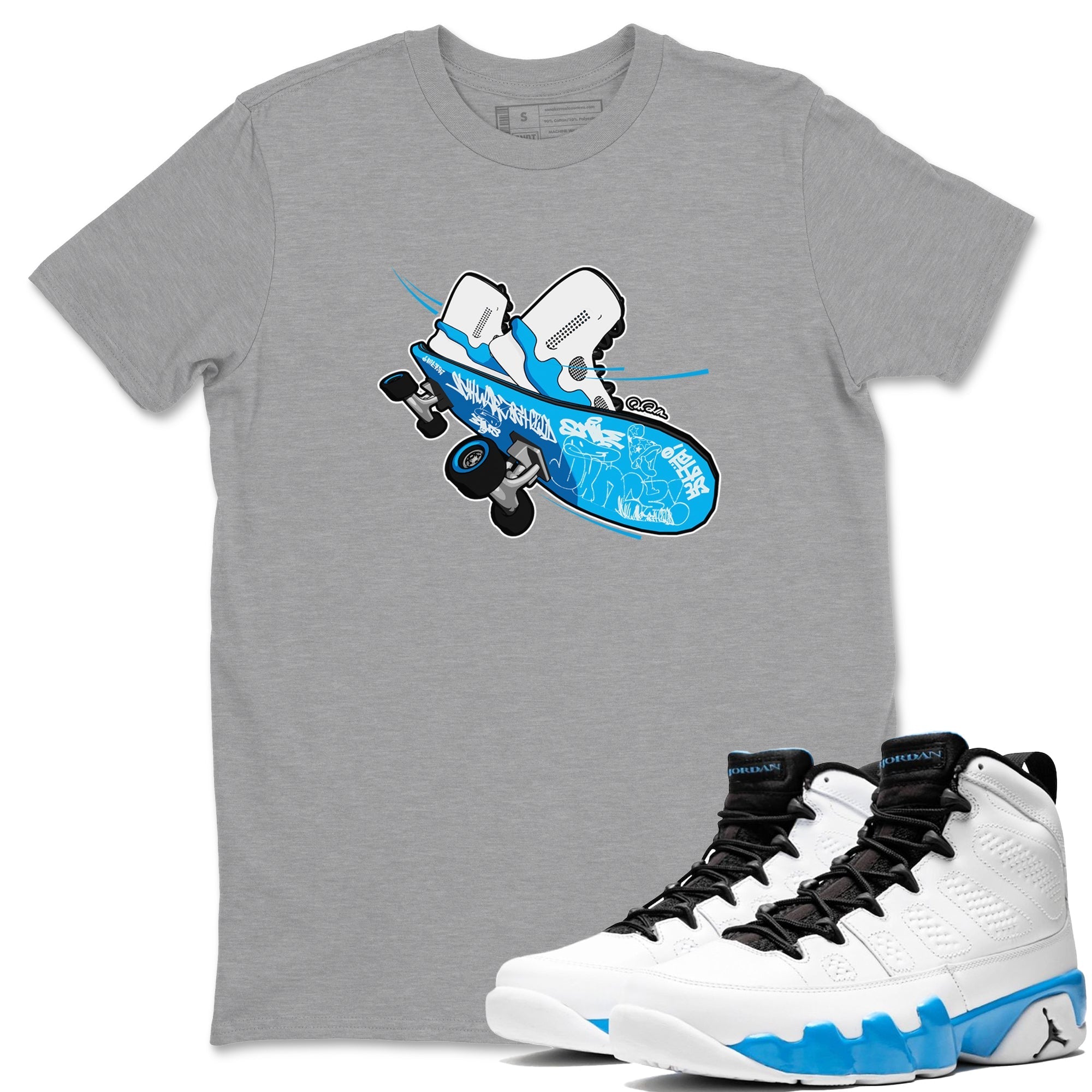 Skateboard snkmatch Tees - Air Jordan 9 Powder Blue
