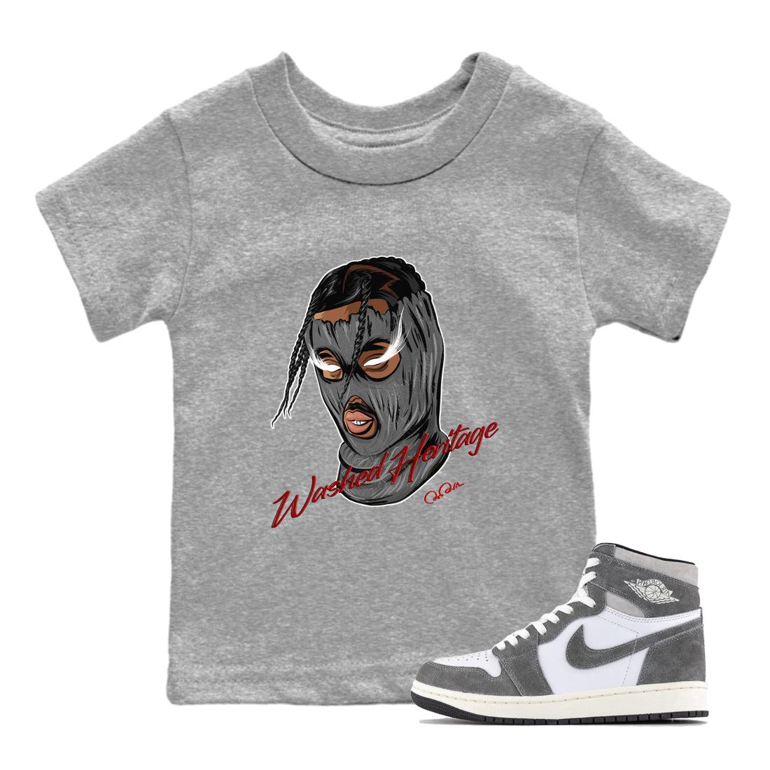 Ski Mask Gang Kids Tops - Air Jordan 1 Washed Heritage