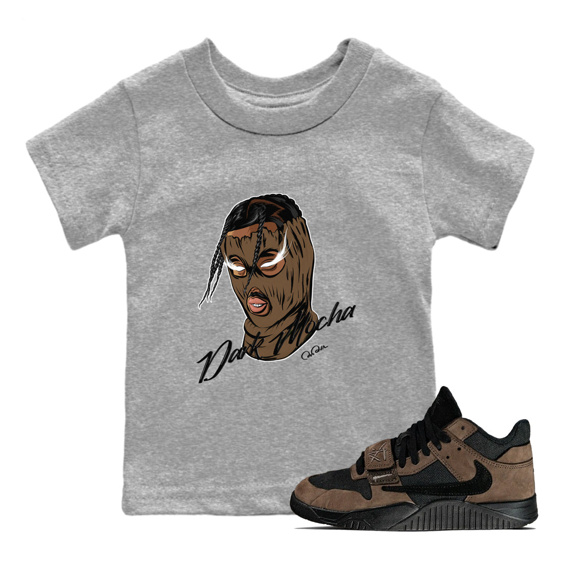 Ski Mask Gang snkmatch Tees Kids - Jordan Jumpman Jack Travis Scott Dark Mocha