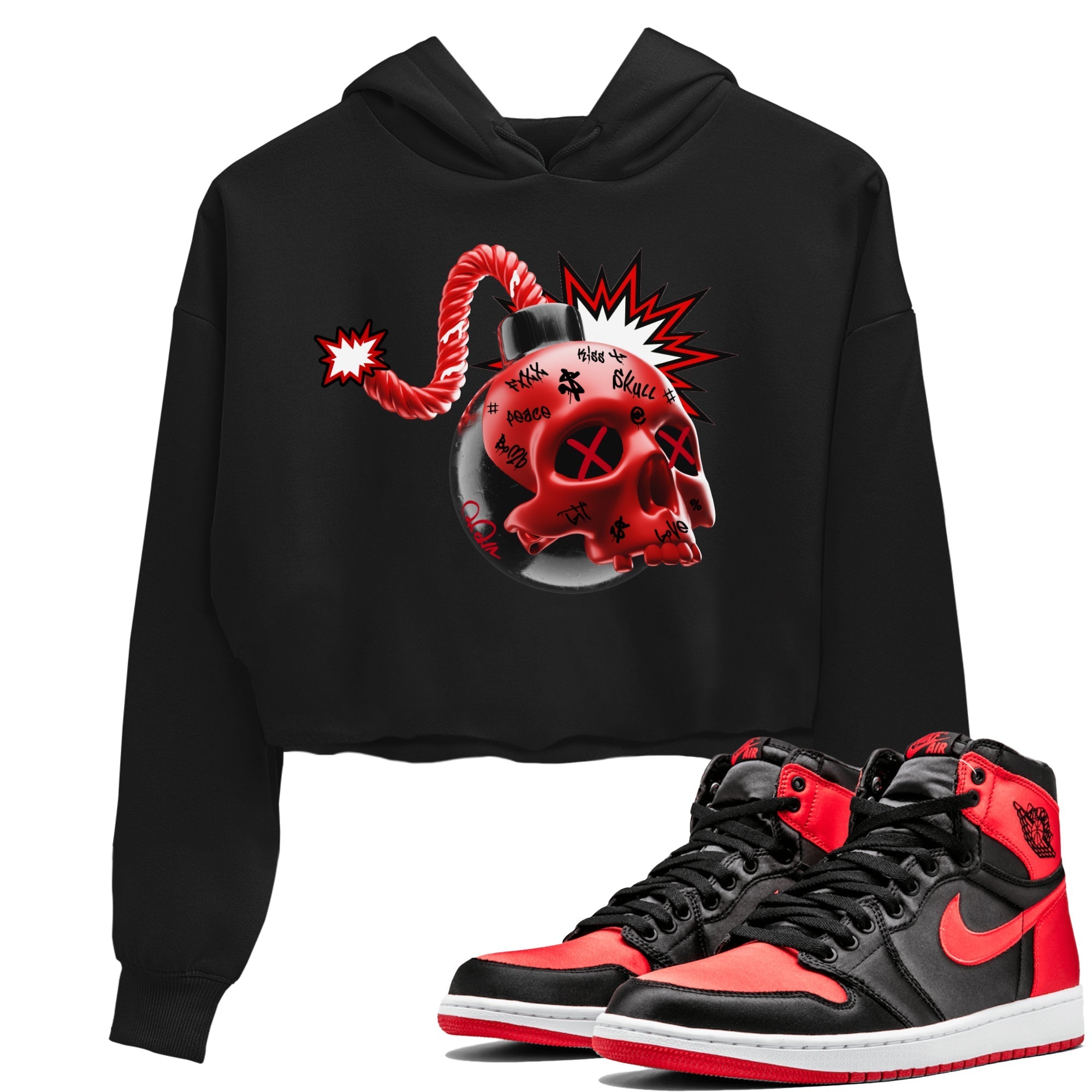 Skull Bomb Women's Tops - Air Jordan 1 Satin Bred