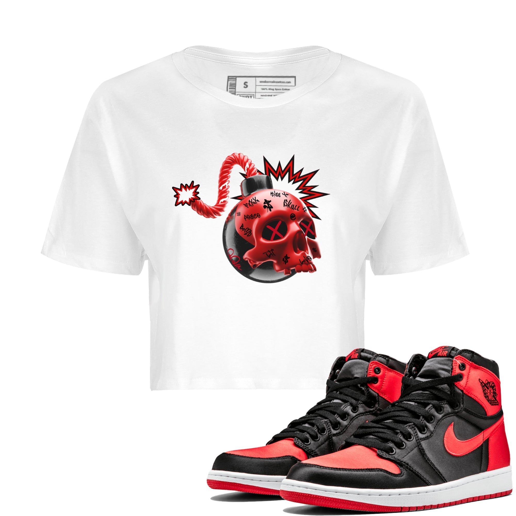 Skull Bomb Women's Tops - Air Jordan 1 Satin Bred